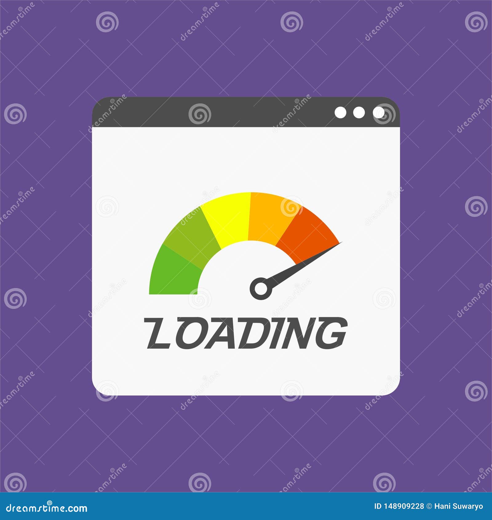 site Speed Loading Time.  Browser with Speedometer Test Showing