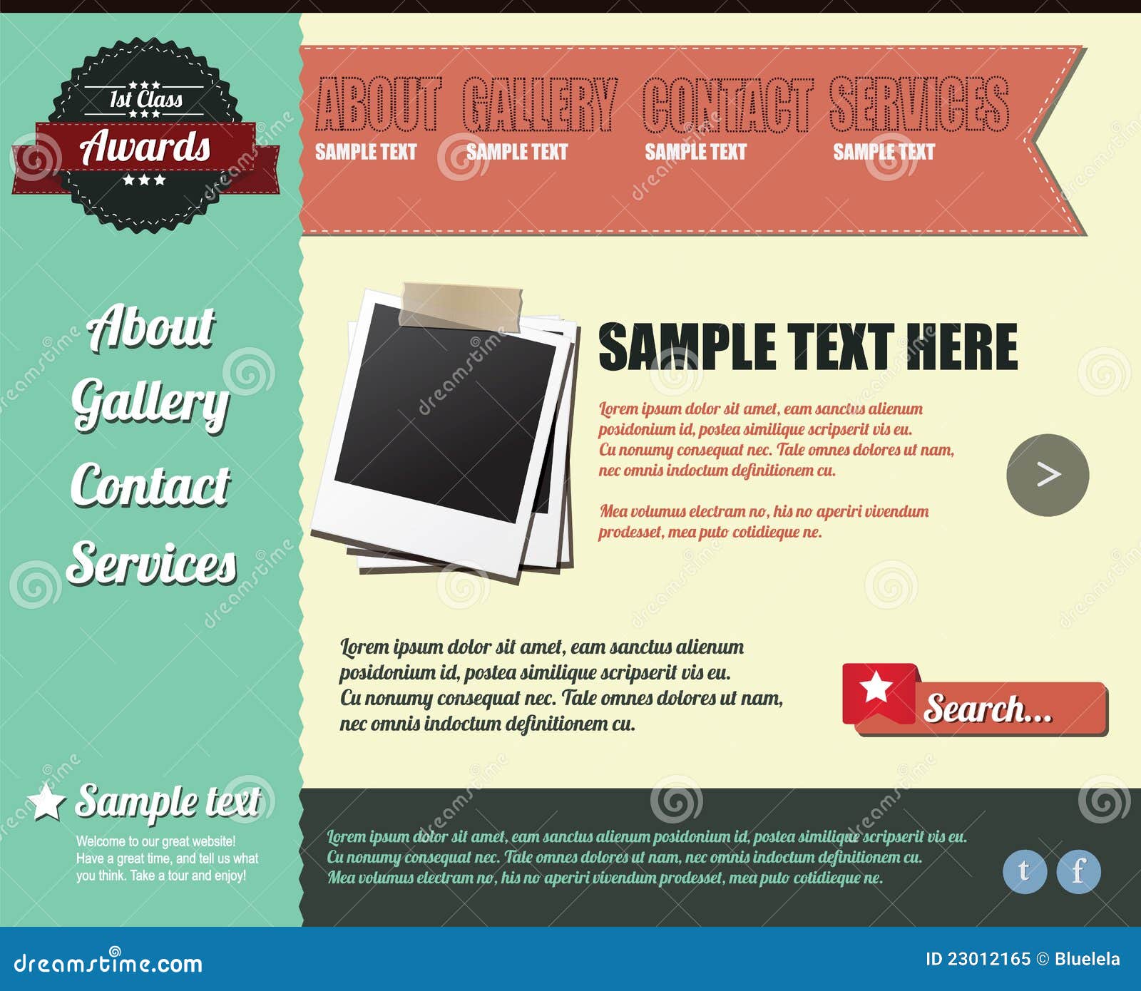 Website Template Elements, Vintage Style Stock Vector Illustration of Website Template Elements, Vintage Style Stock Vector Illustration of