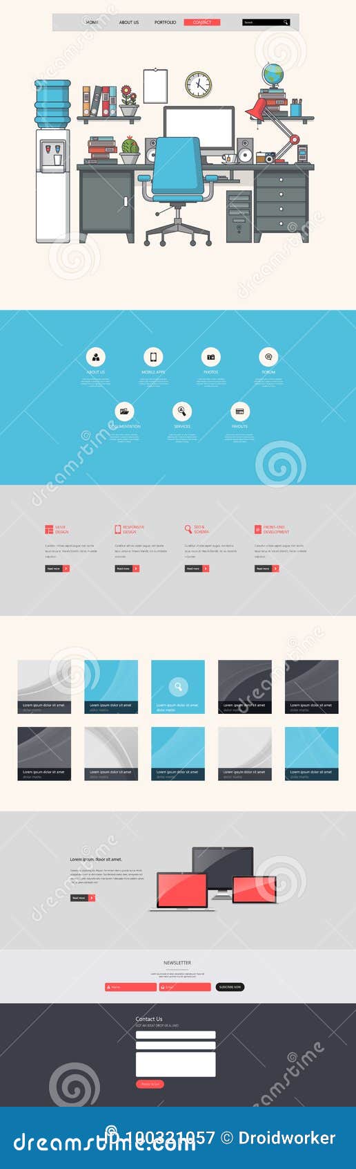 website template: one page flat  style