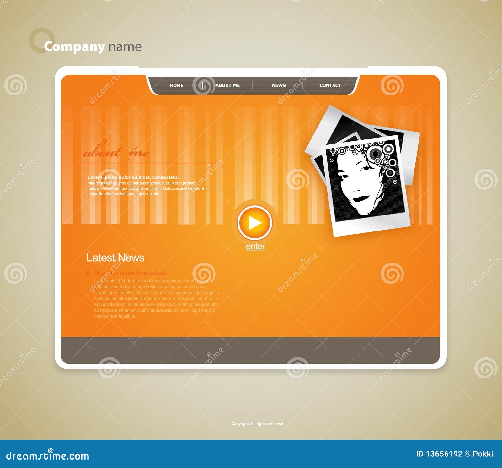 Website template with photo. Vector art