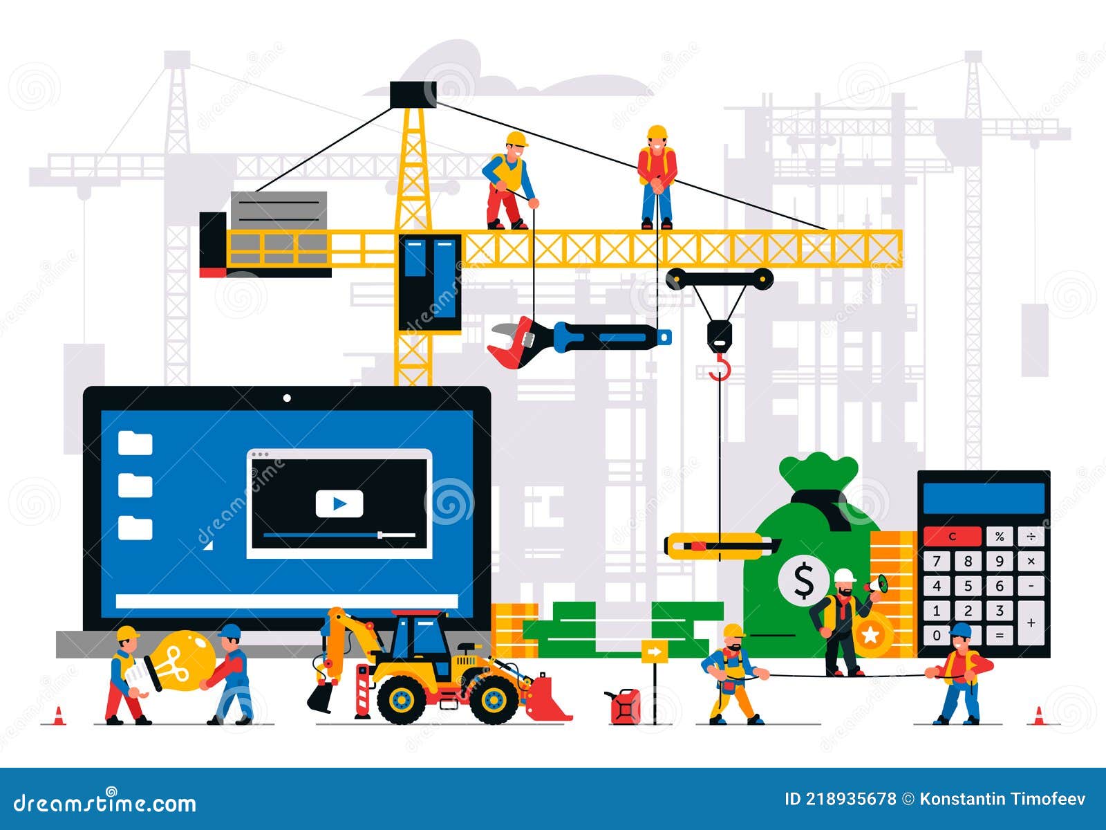 The Website is Under Construction. Error Page, Maintenance Stock Vector -  Illustration of project, builder: 218935678