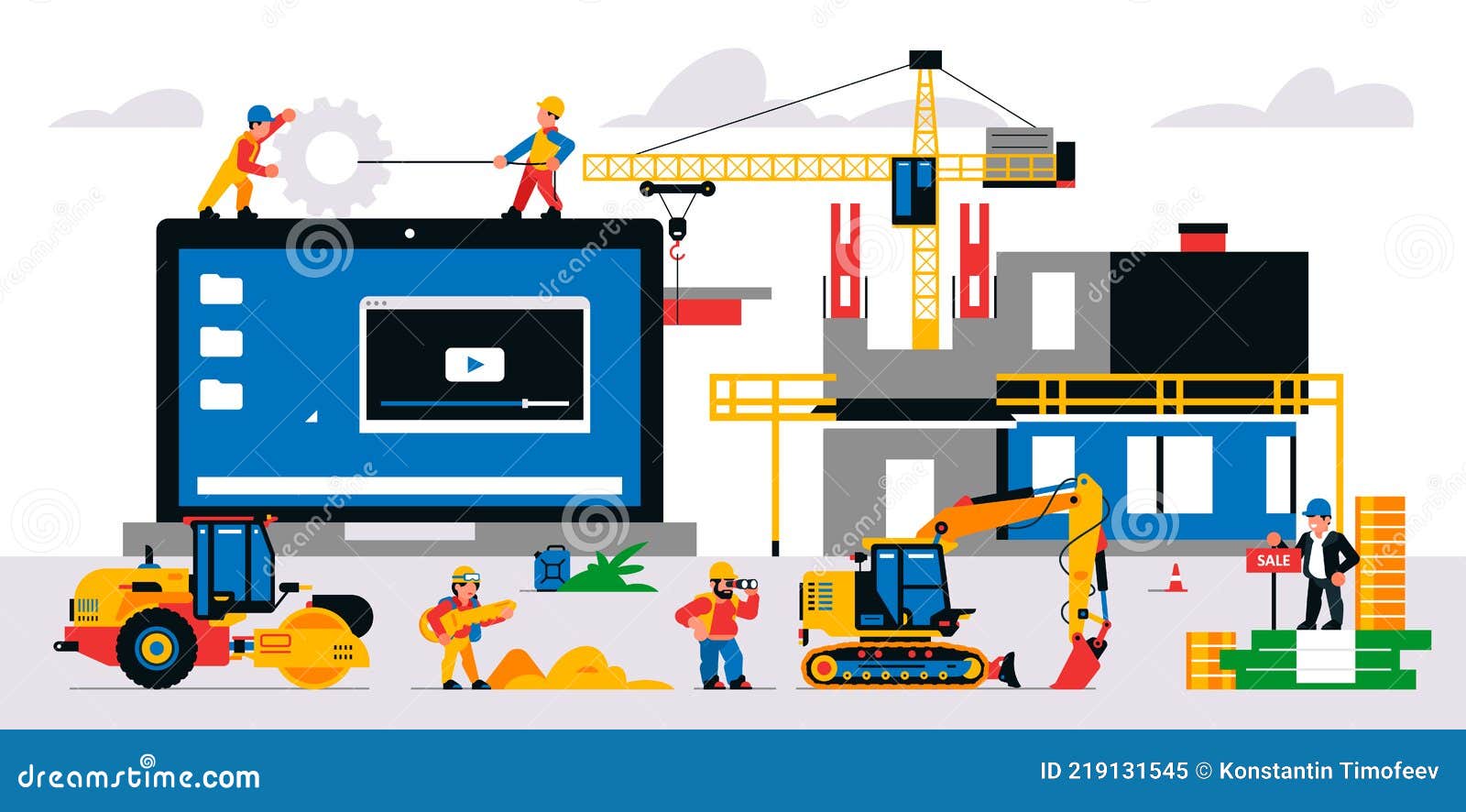 The Website is Under Construction. Technical Work, Error Page Stock Vector  - Illustration of industry, computer: 219131545