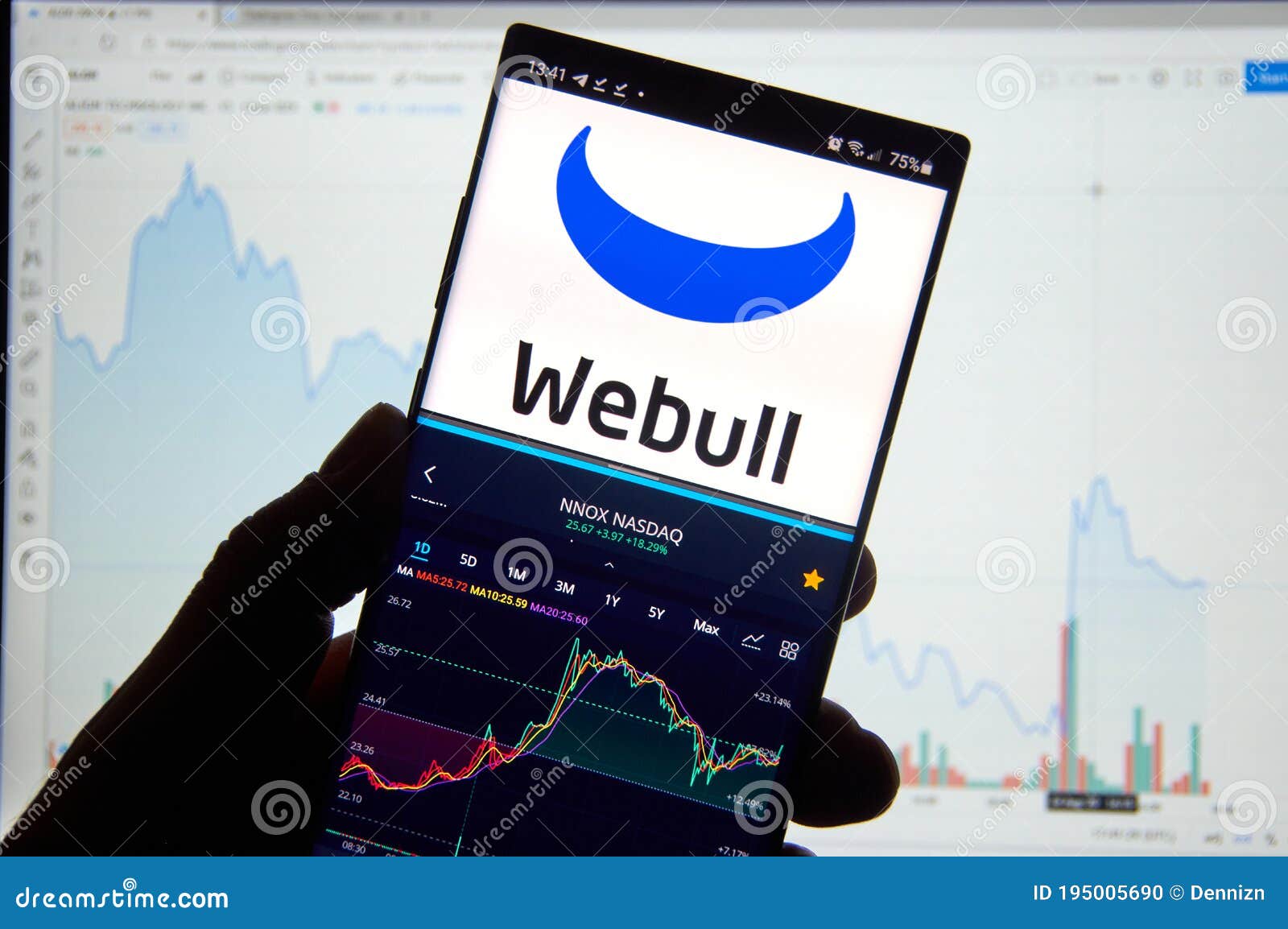 Webull Stock Trading Android Mobile App On Samsung Note 10 Screen Over A Stock Chart Editorial Image Image Of Online Trading 195005690