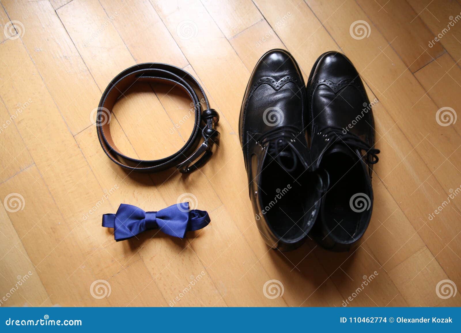 Wedding Accessories: Bow Tie and Leather Shoes Stock Photo - Image of ...