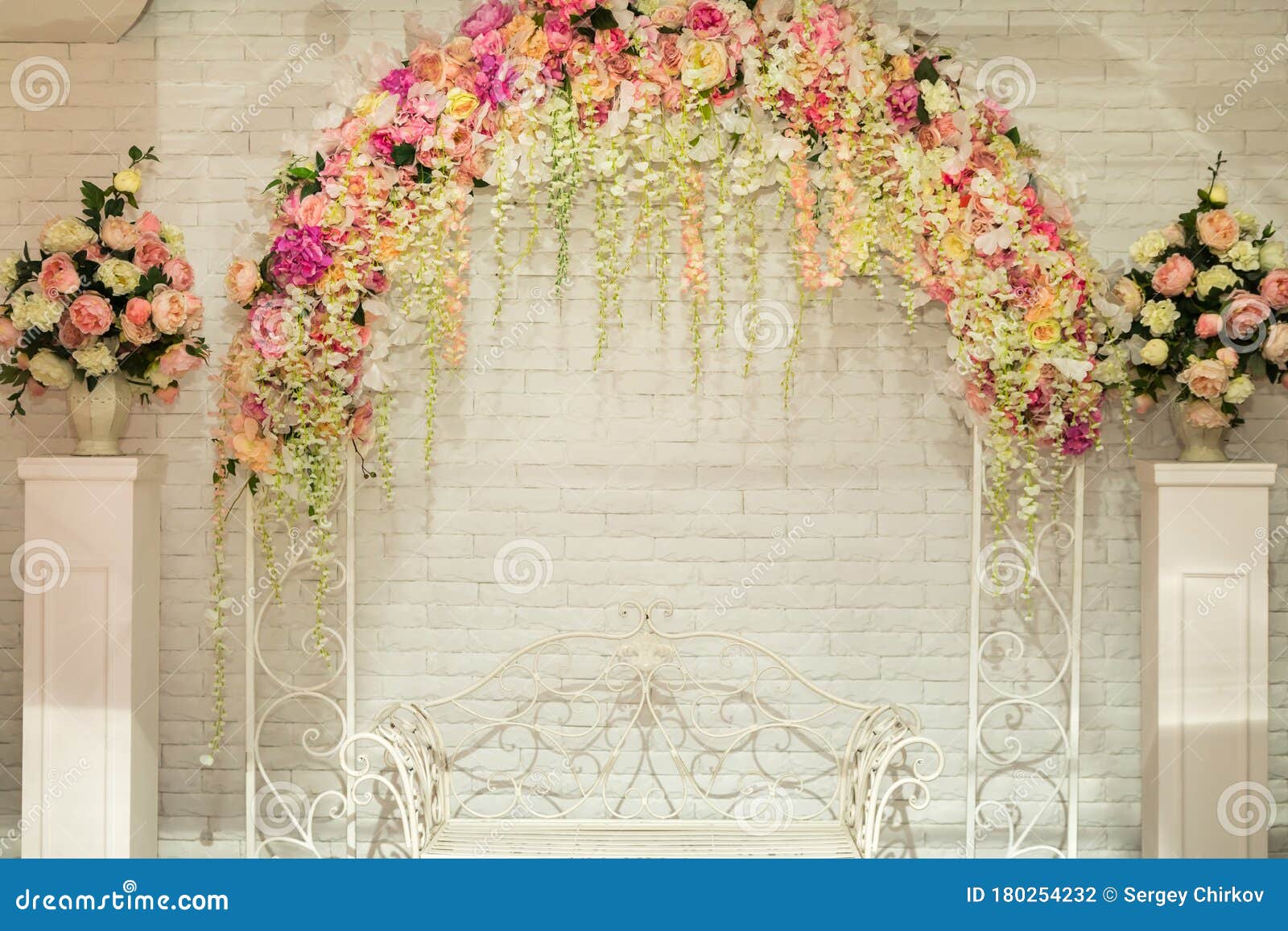 Wedding Arch with Flowers for the Wedding Ceremony Stock Photo - Image of  marriage, events: 180254232