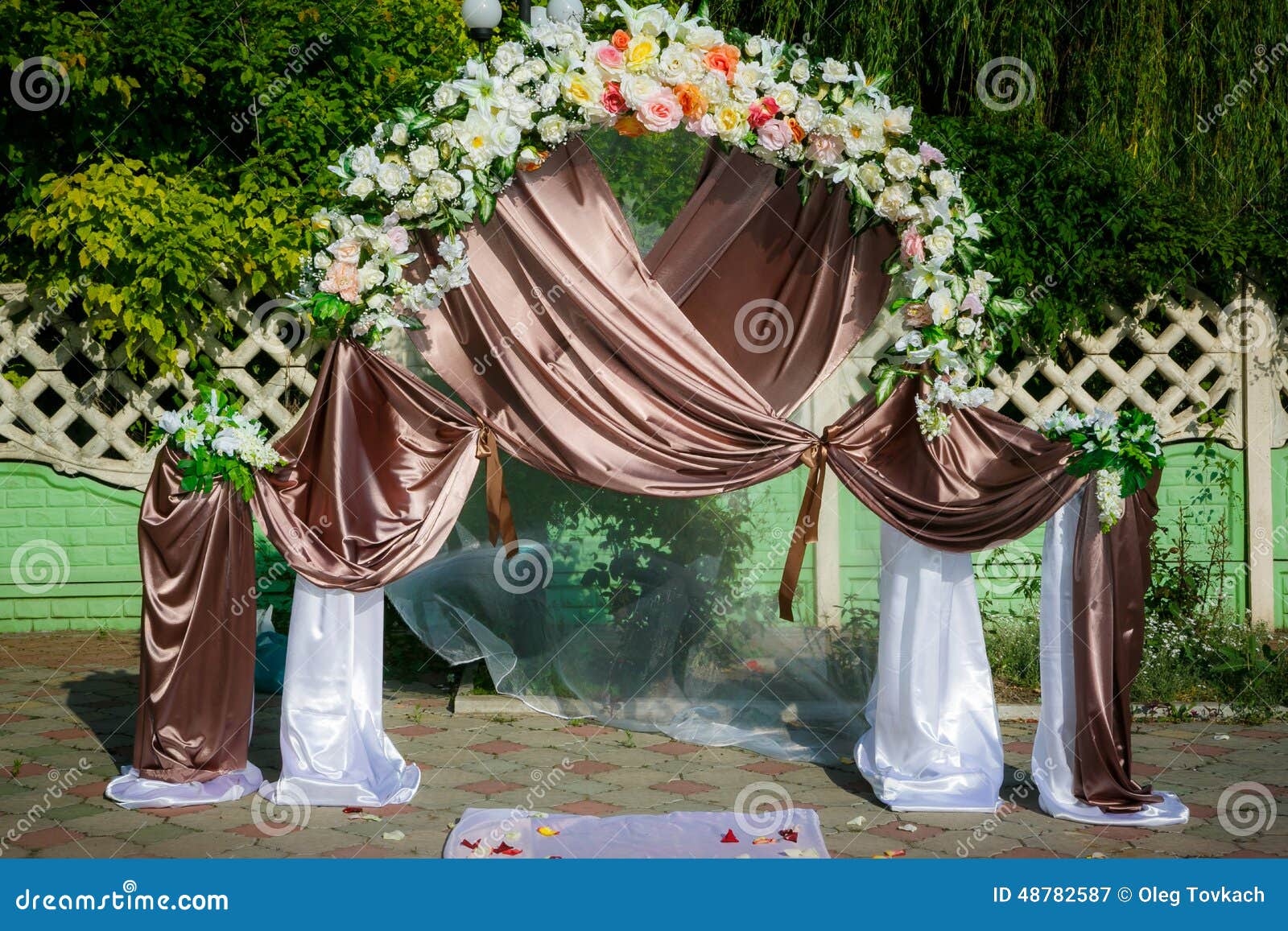 Wedding Archway with Flowers Arranged in Park Stock Image Image of