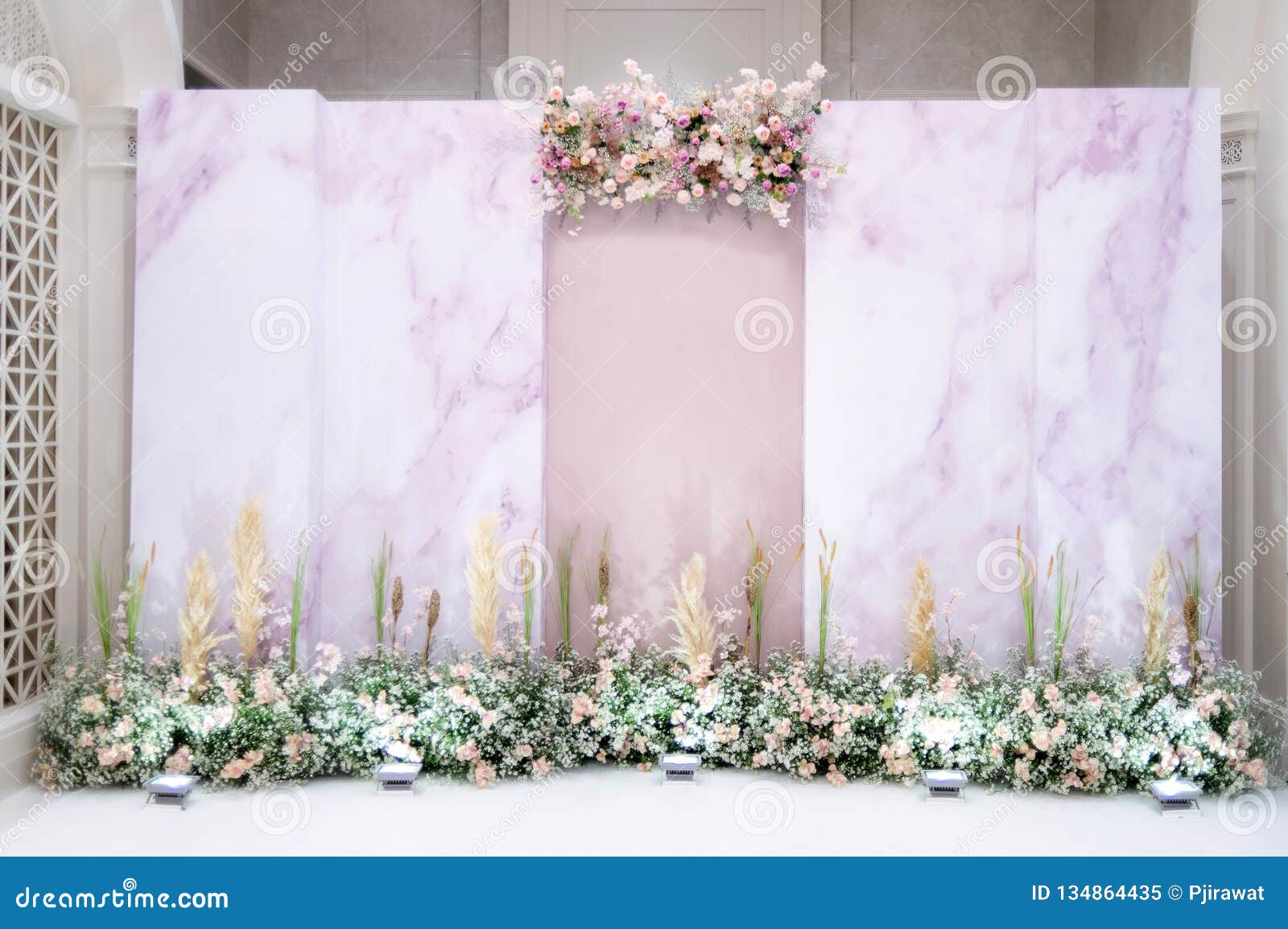 Wedding Backdrop with Flower Stock Image - Image of marriage, rose:  134864435