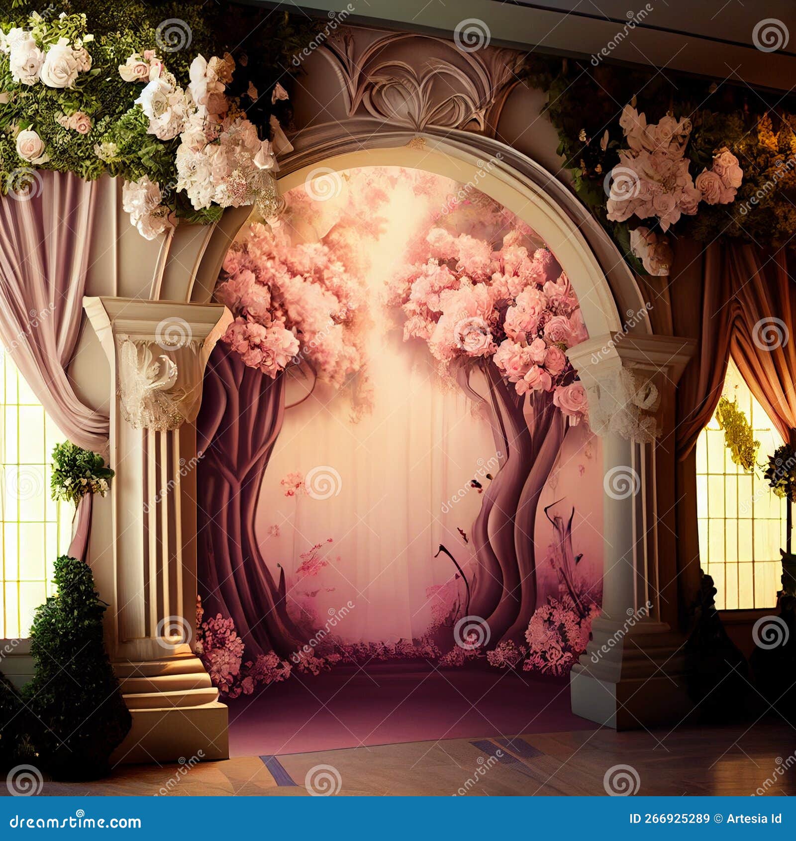 Wedding Backdrop Wallpaper stock illustration. Illustration of blossom