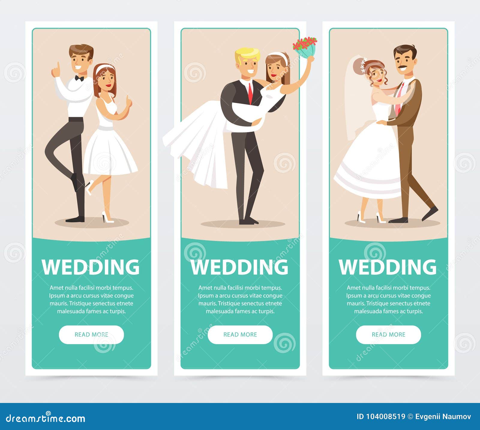 Wedding Banners Set Happy Just Married Couples Flat Wedding Banners Set Happy Just Married Couples Flat