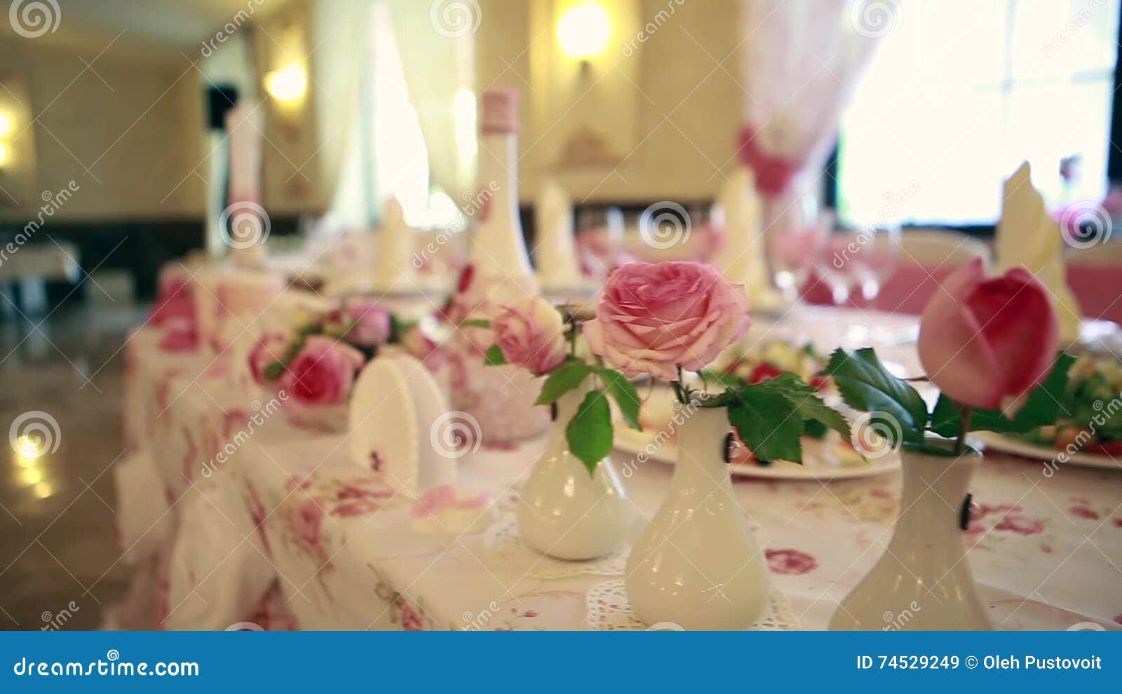 Wedding Banquet The Chairs And Table For Guests Decorated With