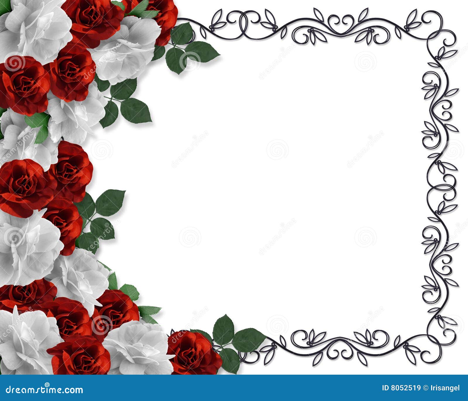 Wedding Border Red Roses Ornamental Stock Illustration 