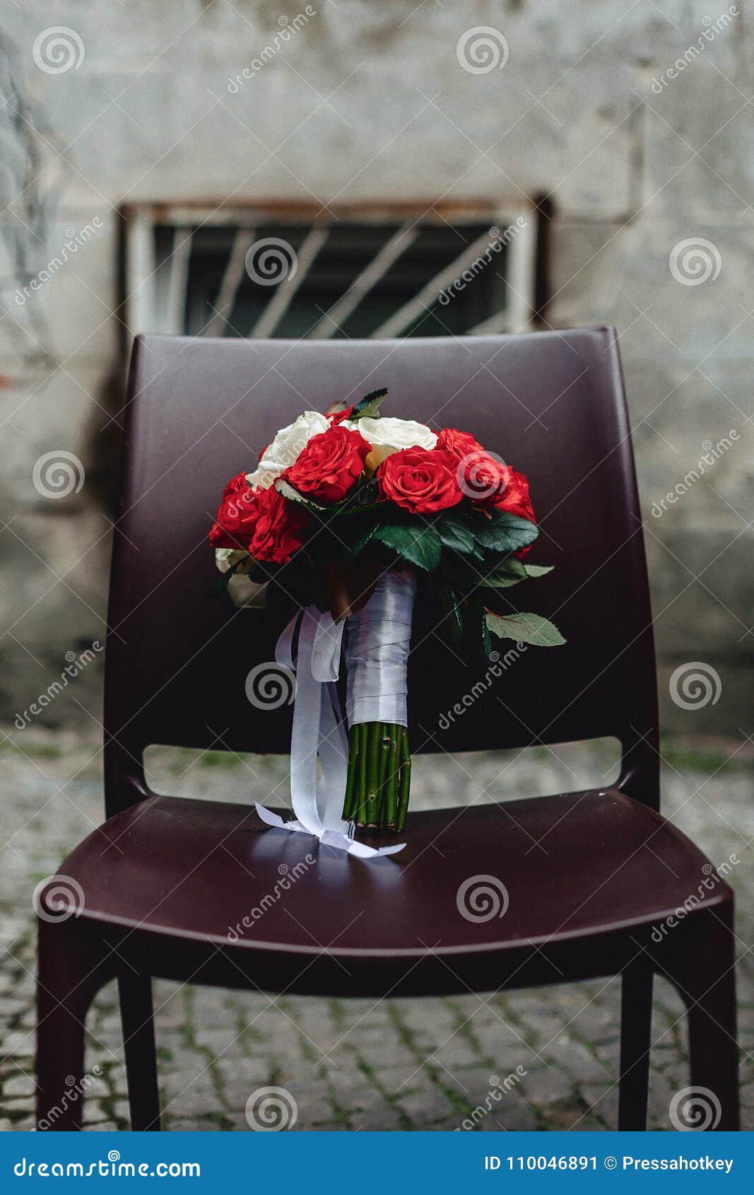 Wedding Bouquet on the Chair Stock Image Image of petal, flora 110046891