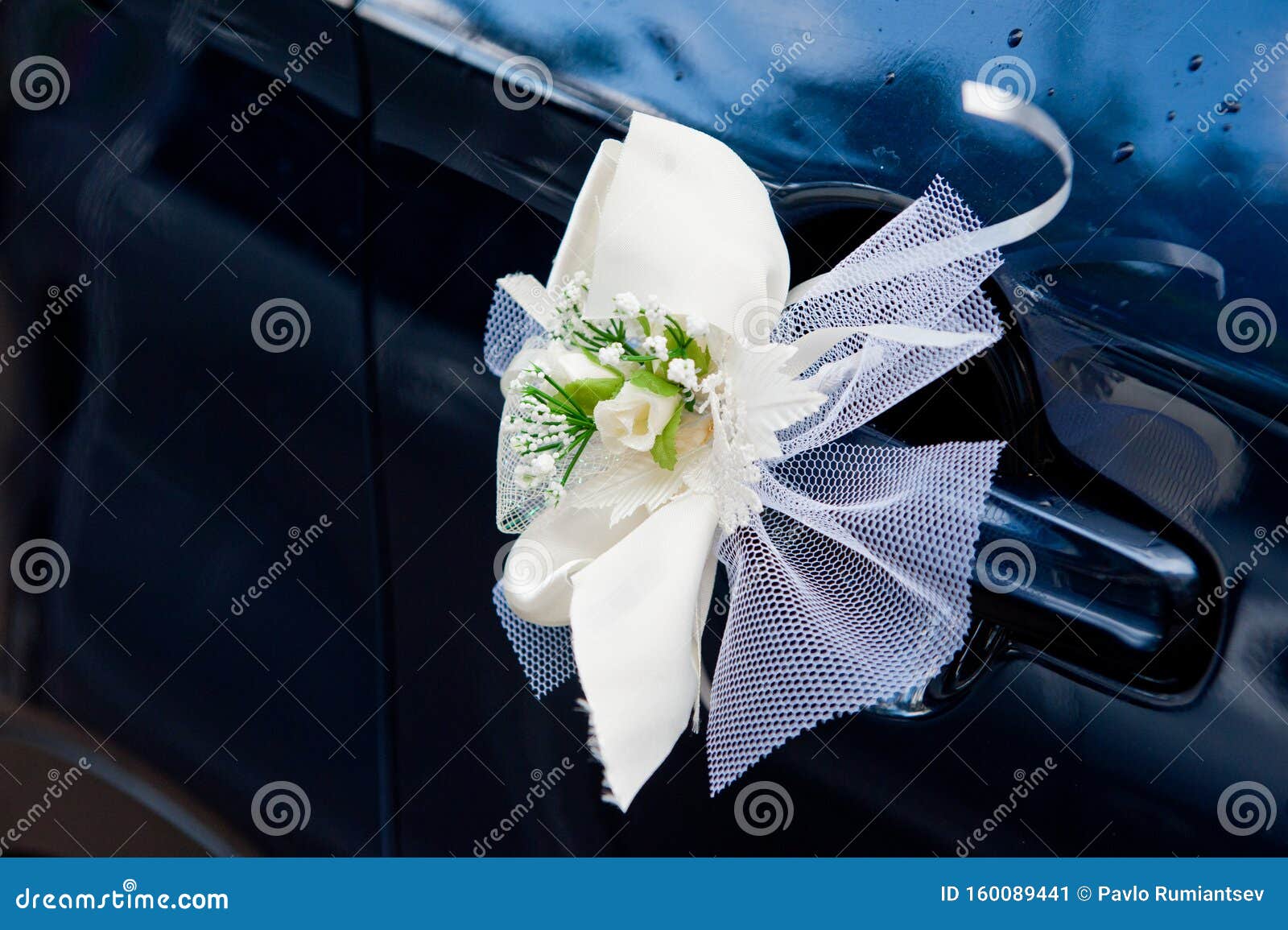 Wedding Bouquet Decoration on the Door Handle of a Wedding Procession Car Stock Image Image of