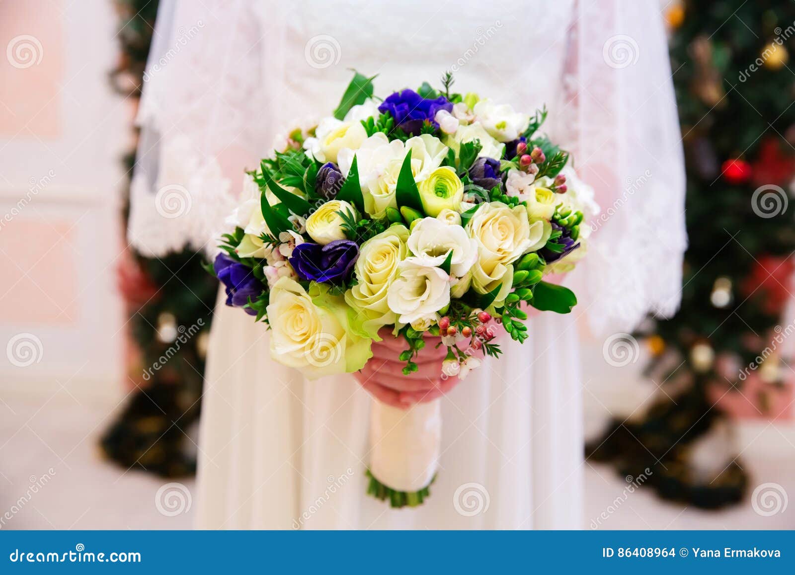 Wedding Bouquet of Flowers in Brides Hands Stock Photo Image of