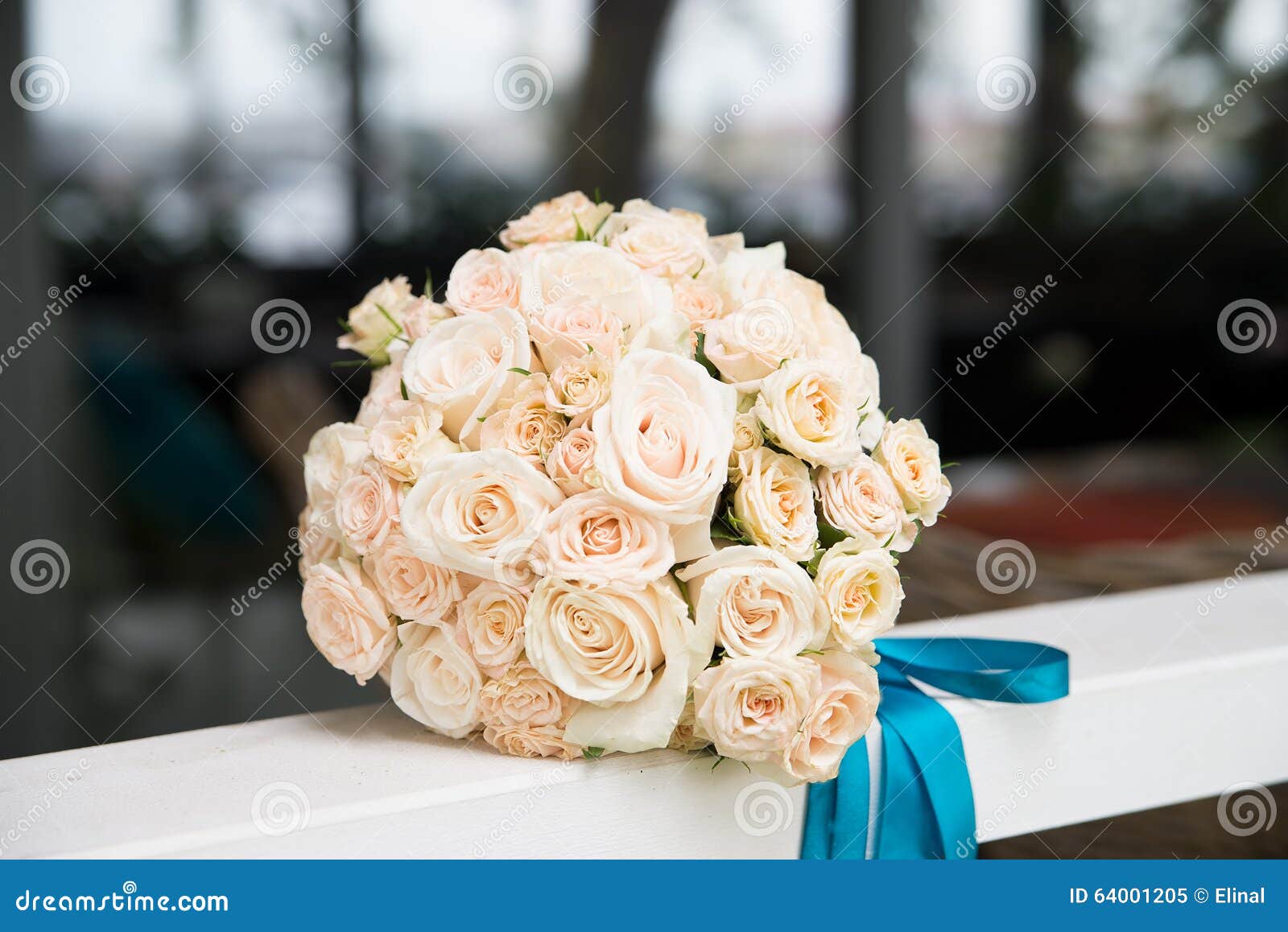 Wedding Bouquet with Light Orange Roses. Outdoor Stock Image Image of