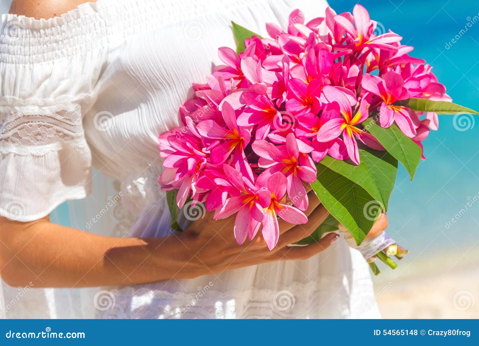 Wedding Bouquet from Tropical Flowers in Bride S Hans on N Stock Photo -  Image of ocean, honeymoon: 54565148