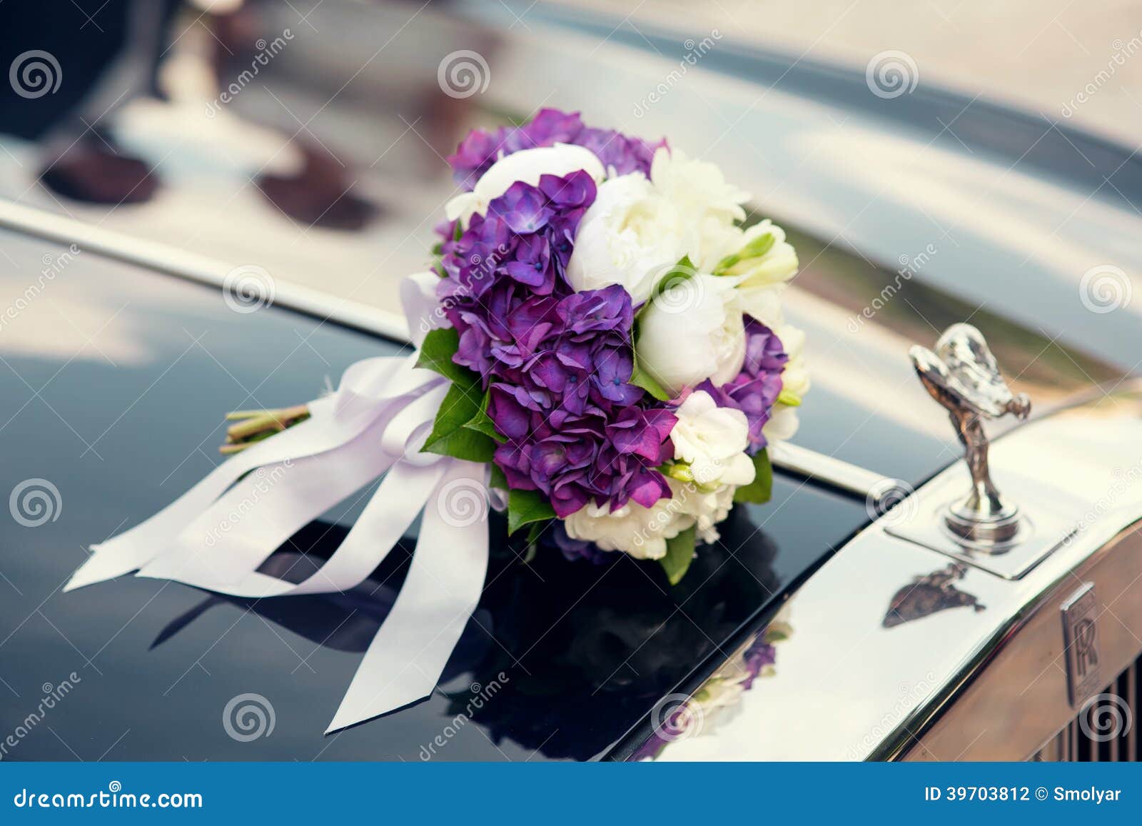 Wedding Bouquet on a Wedding Car Stock Photo Image of bunch, holding