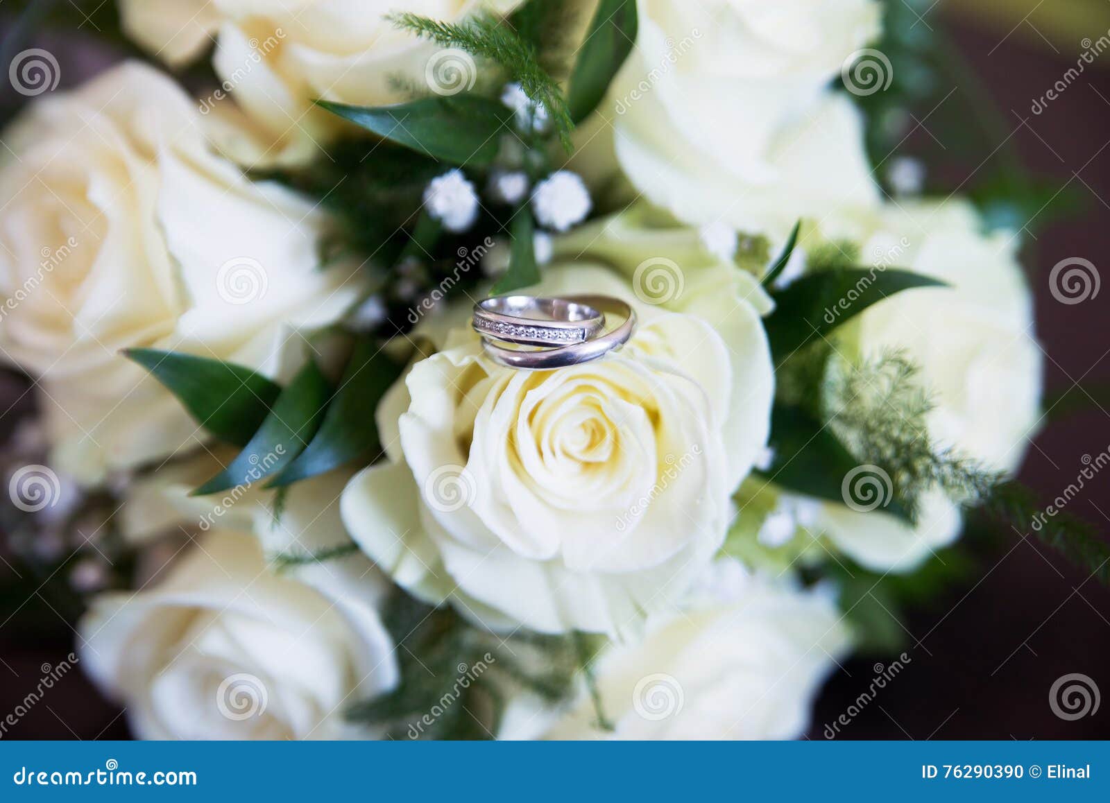 Wedding Bouquet with White Roses. Rings Stock Photo Image of fresh