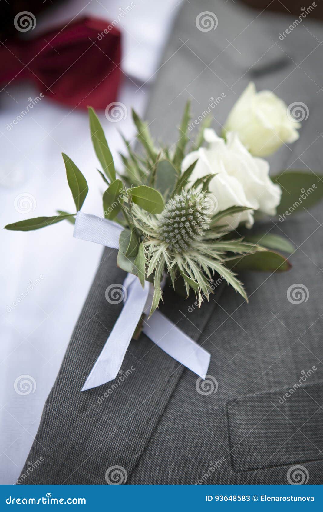 The Wedding Boutonniere in White Tones of Lisianthus, Roses, Dahlias ...