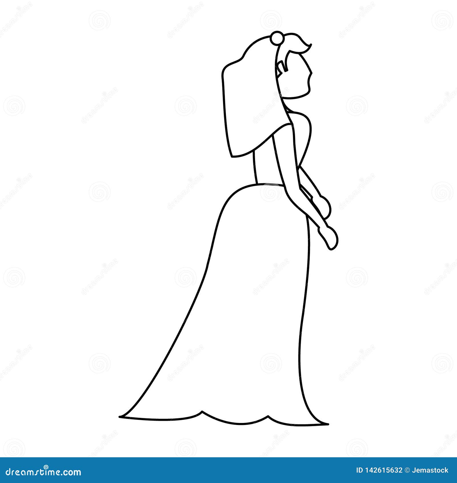 Wedding Bride Cartoon in Black and White Stock Vector - Illustration of ...