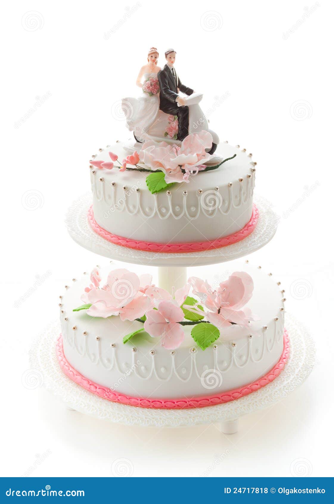 Wedding Cake with Girl and Boy Figurines Stock Photo Image of girl
