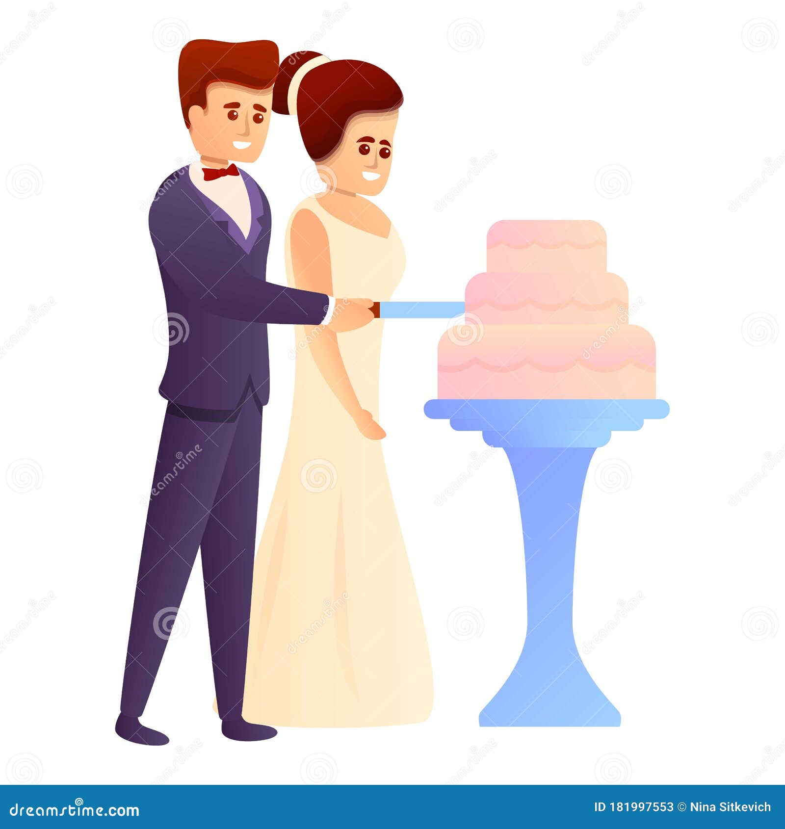 Wedding Cake Icon, Cartoon Style Stock Vector Illustration of