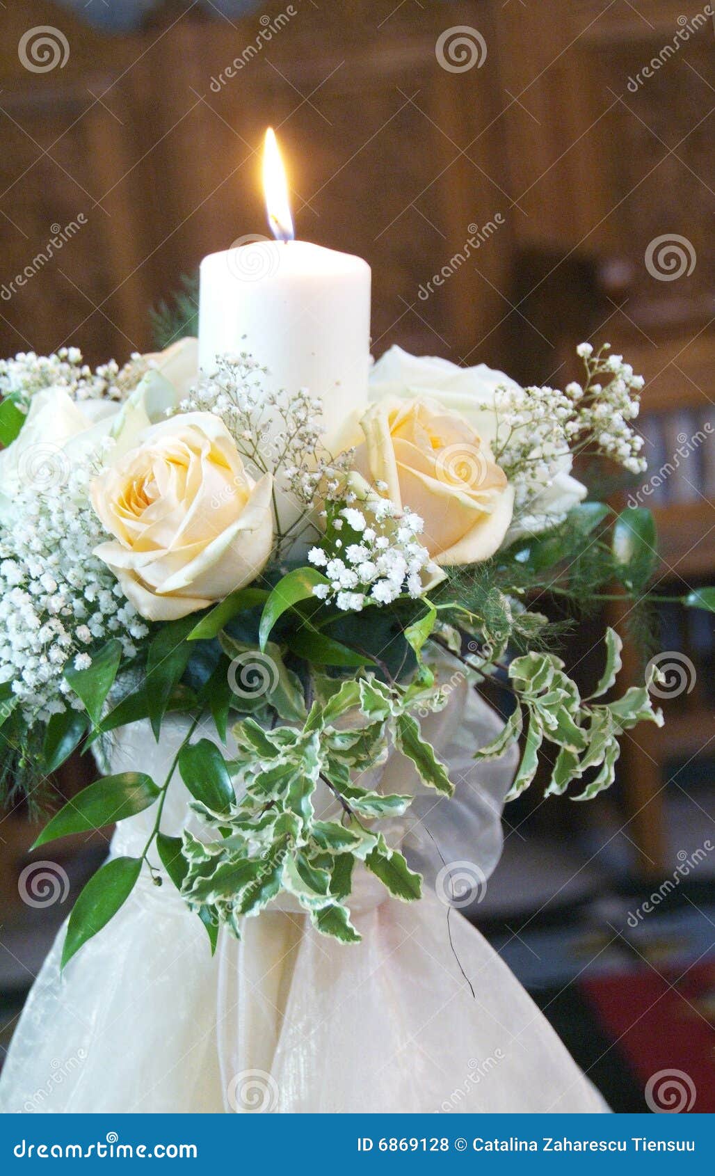 Wedding candle stock photo. Image of apricot, candle, ficus 6869128