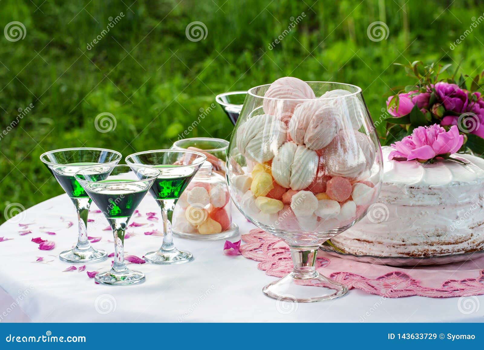 Wedding Candy Bar with Drinks Outdoors Stock Image Image of table