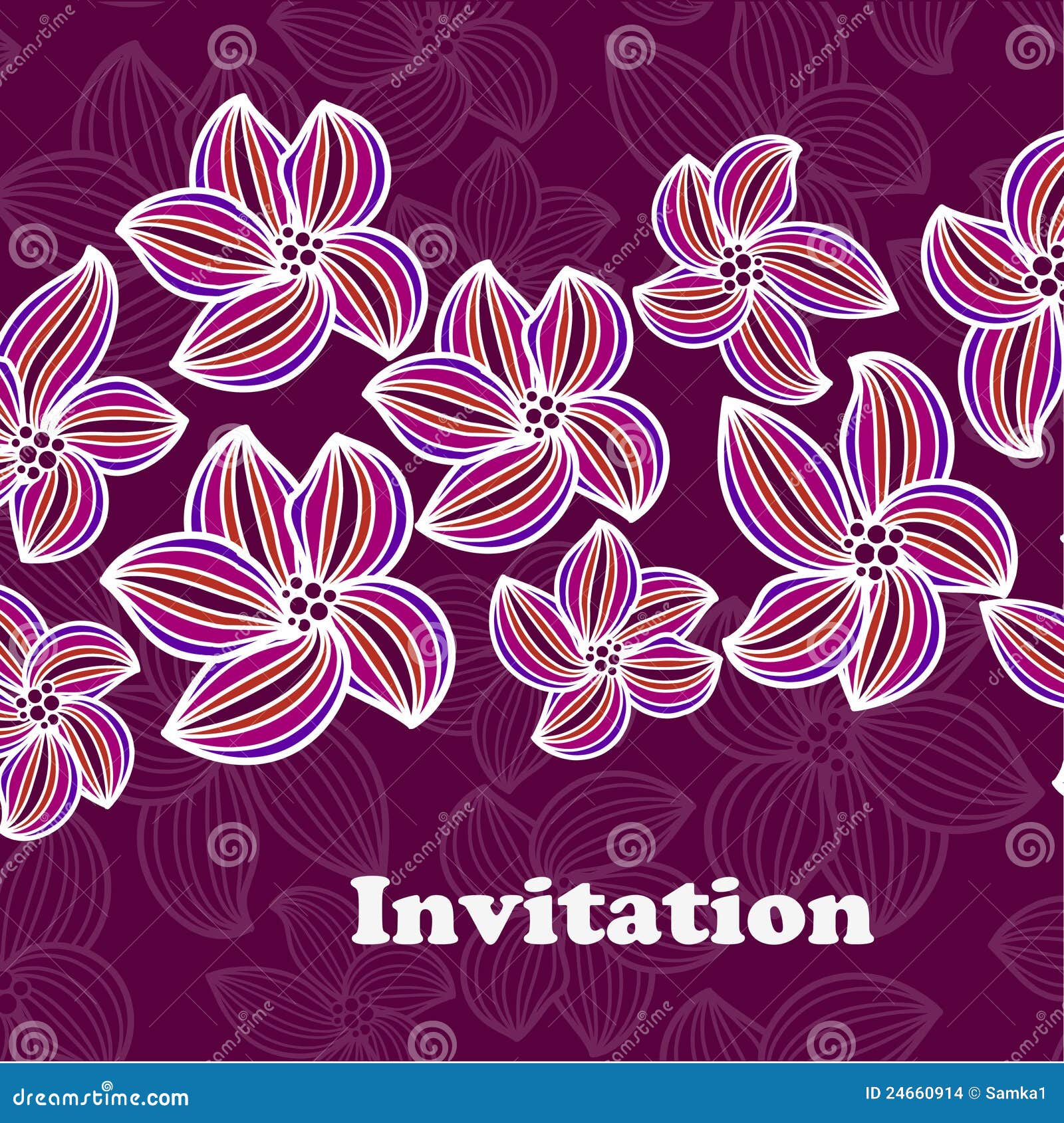 wedding card or invitation with abstract floral ba