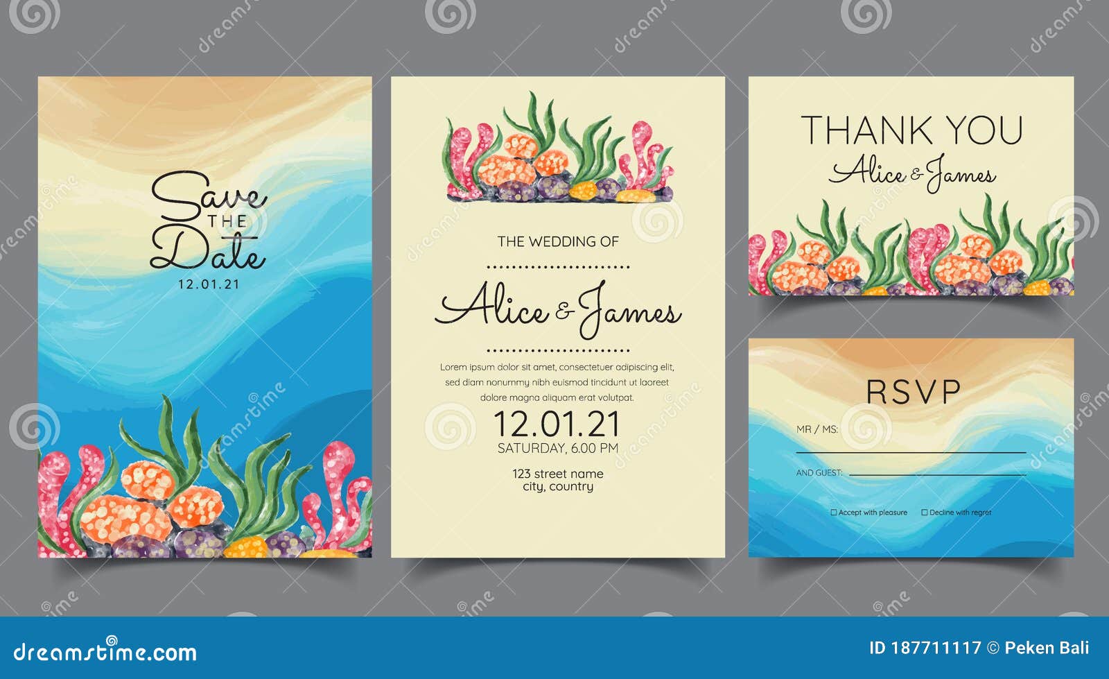 Sea Style Wedding Invitation -  Denmark