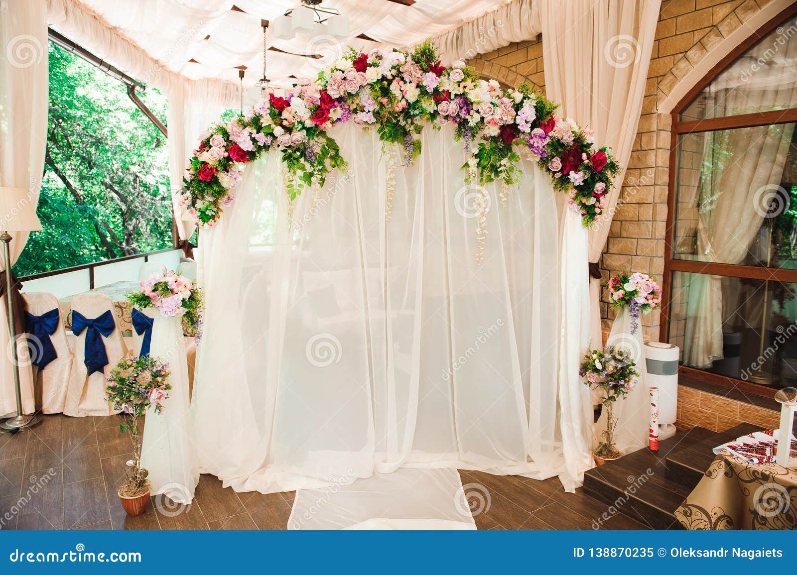 Wedding Ceremony Decoration, Wedding Arch As a Background Stock Image -  Image of garden, landscape: 138870235