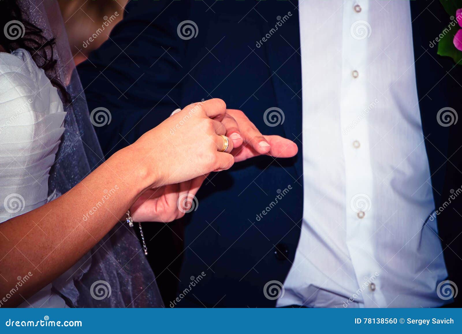 Wedding Ceremony. the Tradition of Exchanging Rings. Stock Photo