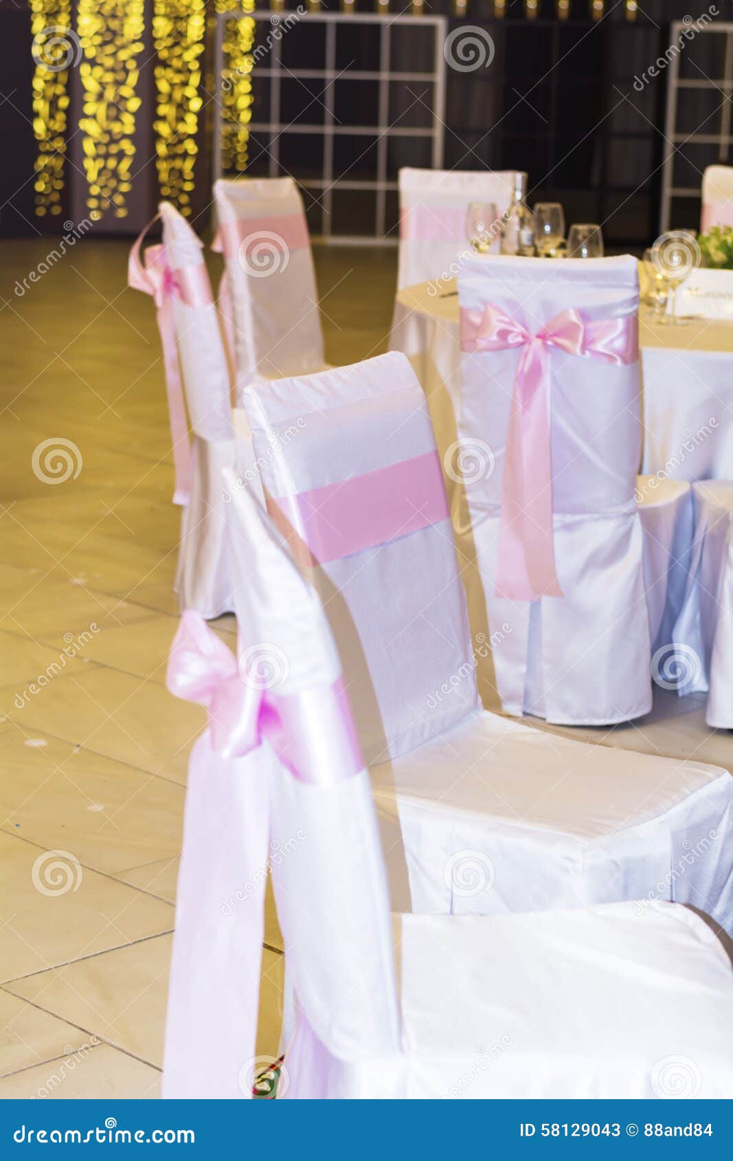 Wedding Chairs With Pink Ribbons Stock Image Image Of Bows