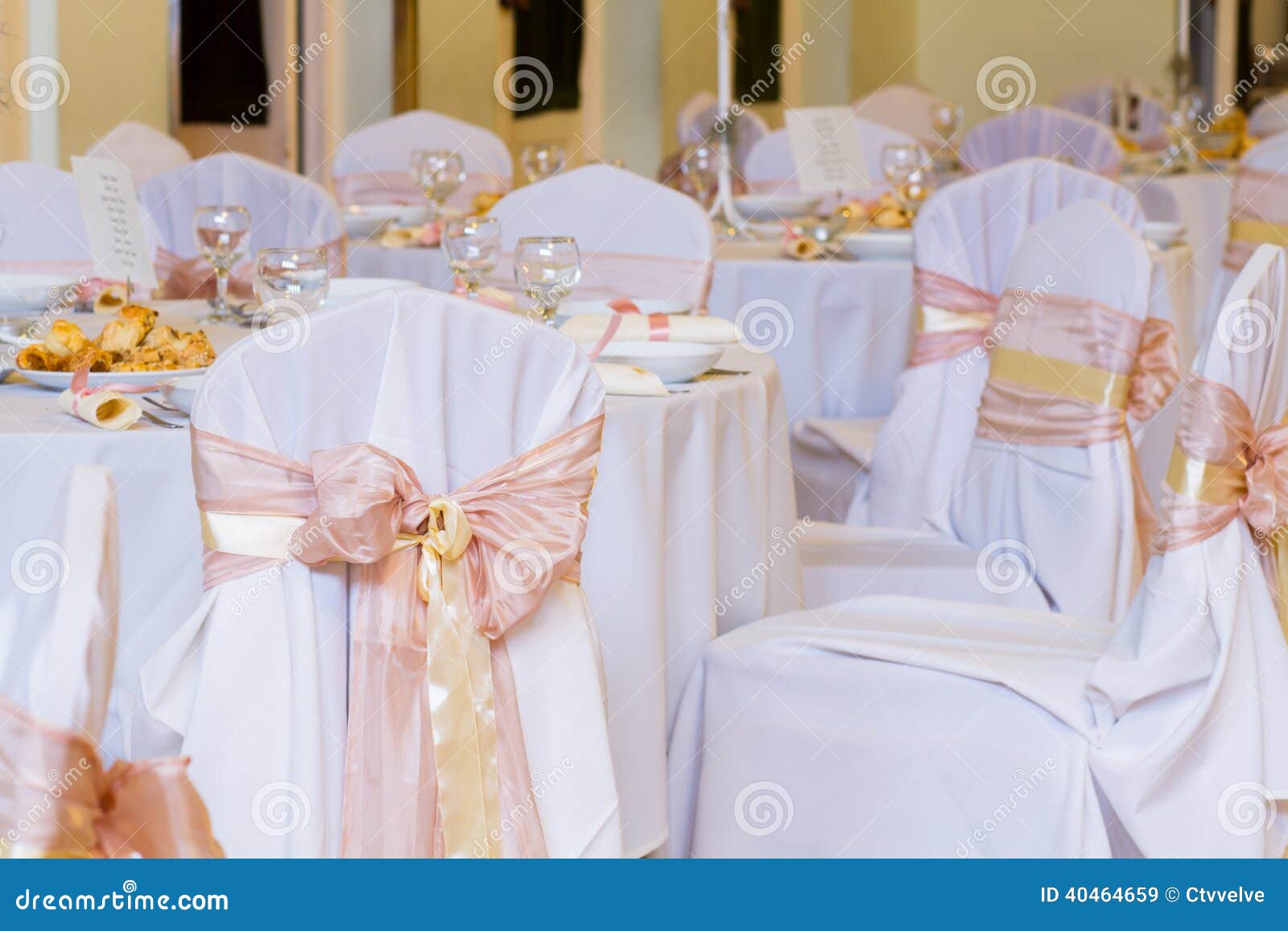 Wedding Chairs With Ribbon Stock Image Image Of Banquet