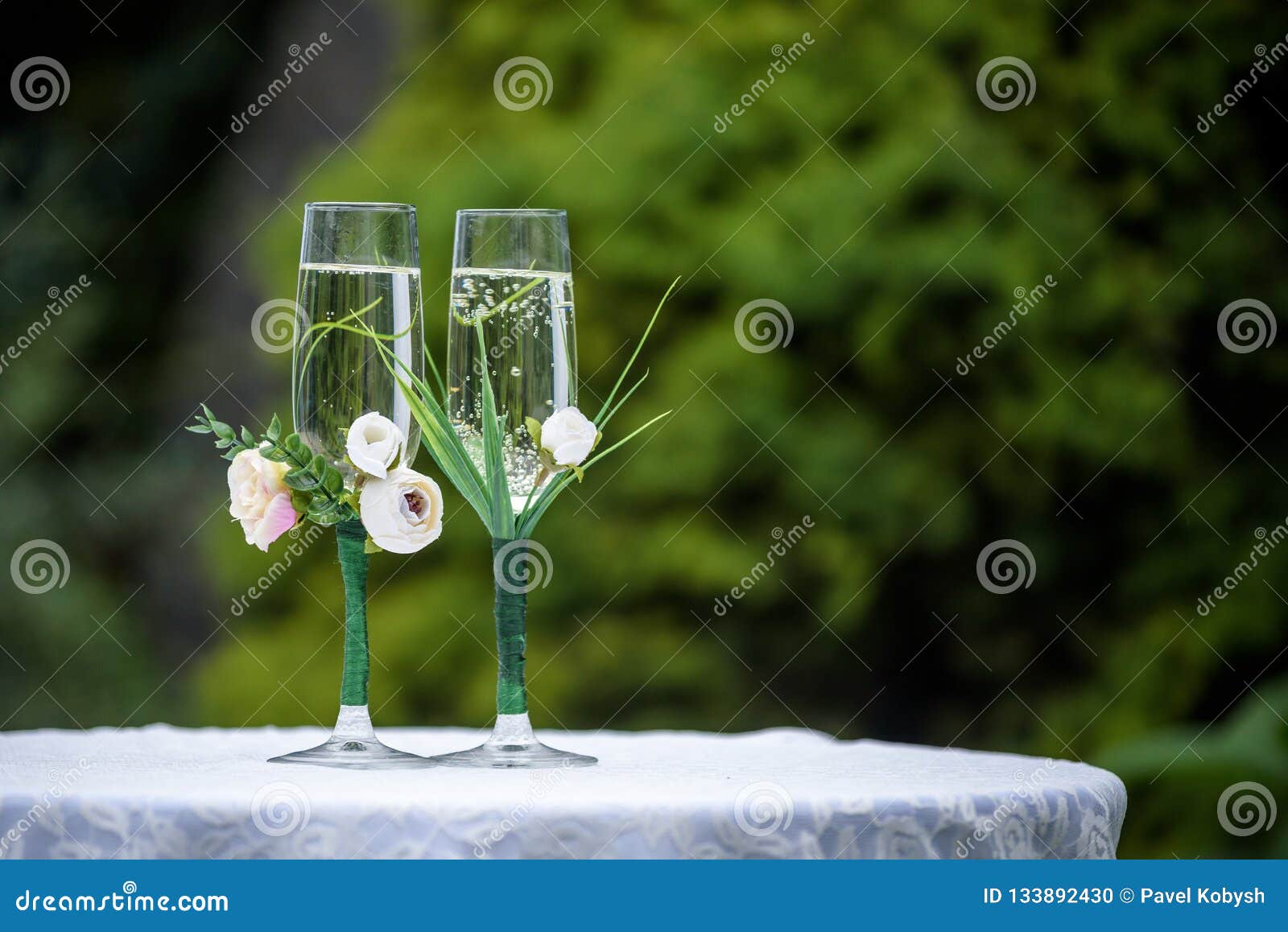 Wedding Champagne Glass Decor on Table Ceremony Stock Photo Image of