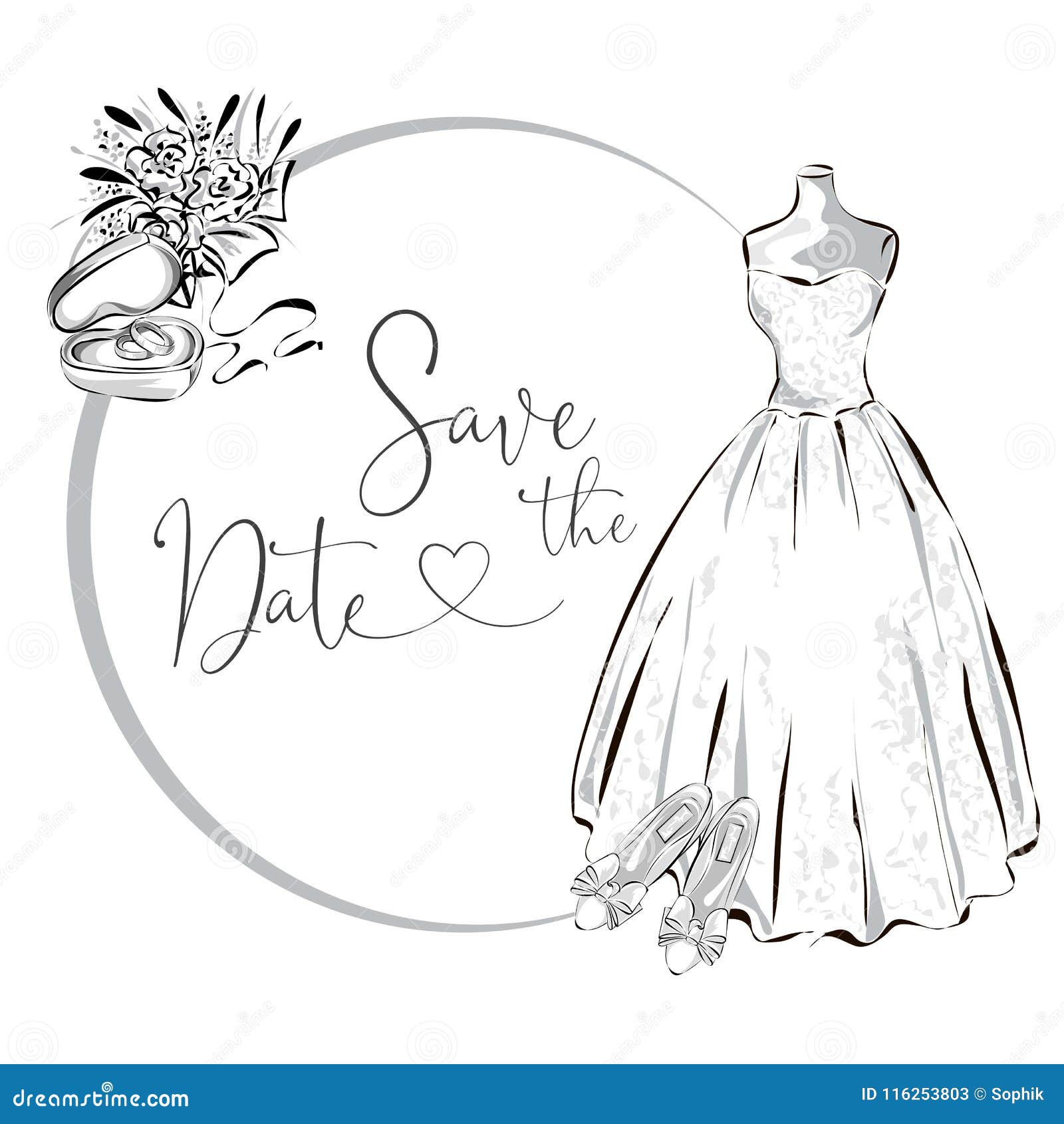 Wedding Clipart Set with Wedding Dress, Flowers and Wedding Rings ...