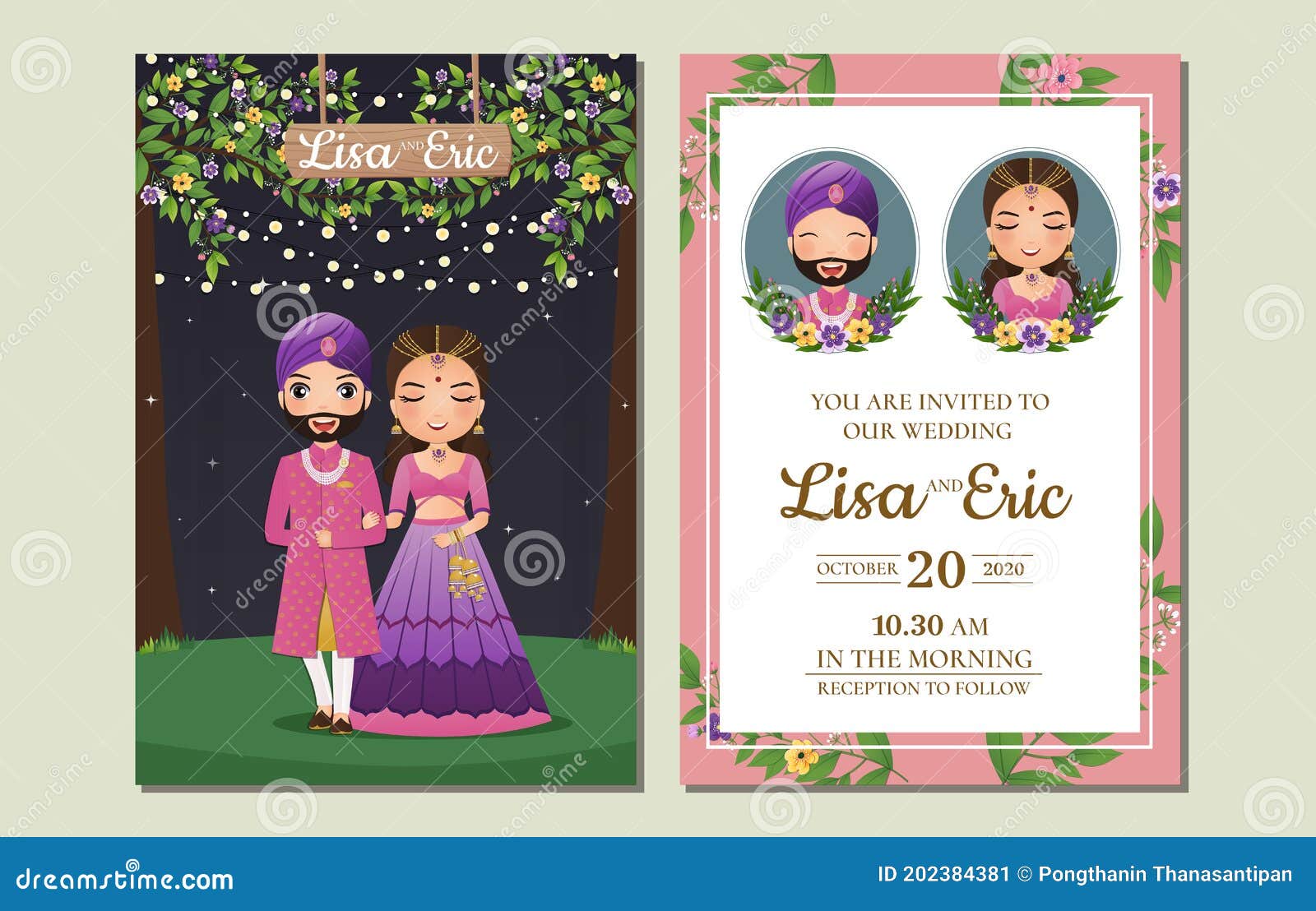 Cute Couple in Traditional Indian Dress Cartoon Wedding Invitation Card Stock Vector - Illustration of anniversary, celebration: 202384381 Cute Couple in Traditional Indian Dress Cartoon Wedding Invitation Card Stock Vector - Illustration of anniversary, celebration: 202384381