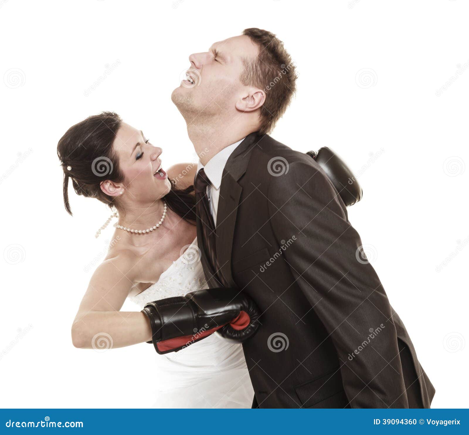 Wedding Couple. Bride Boxing Groom. Conflict. Stock Photo - Image of punch,  emancipation: 39094360