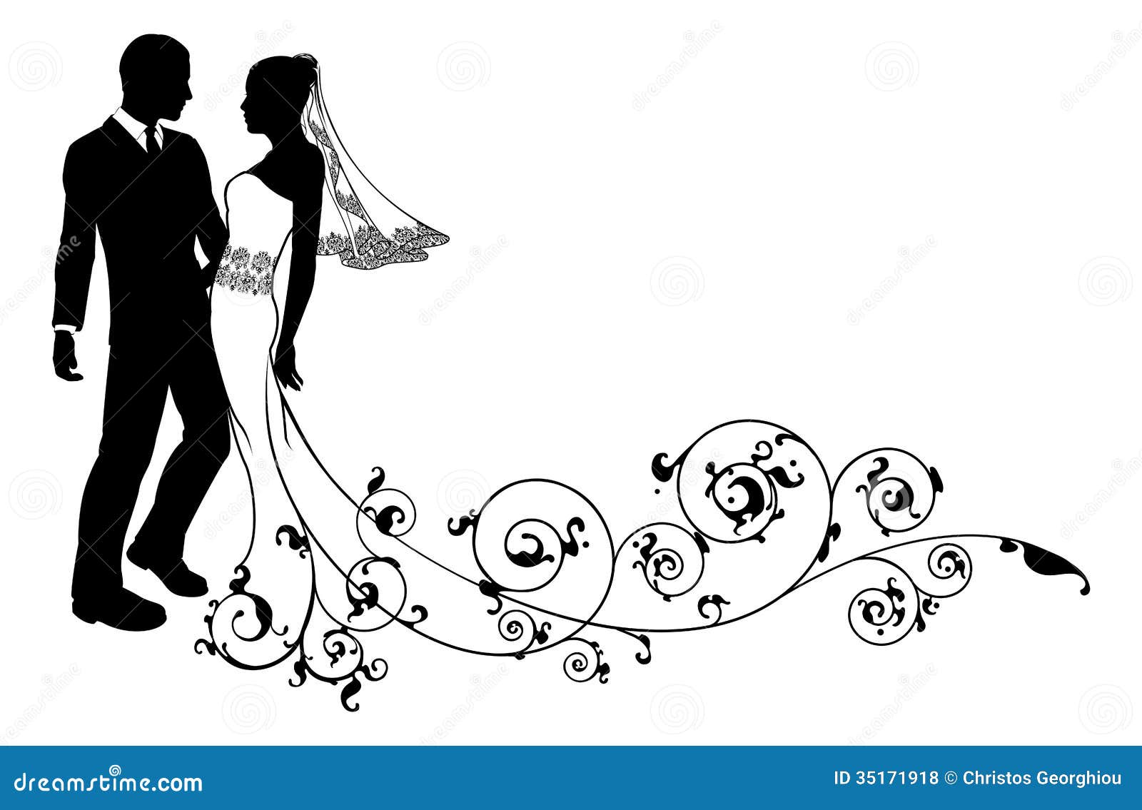 wedding couple bride and groom silhouette