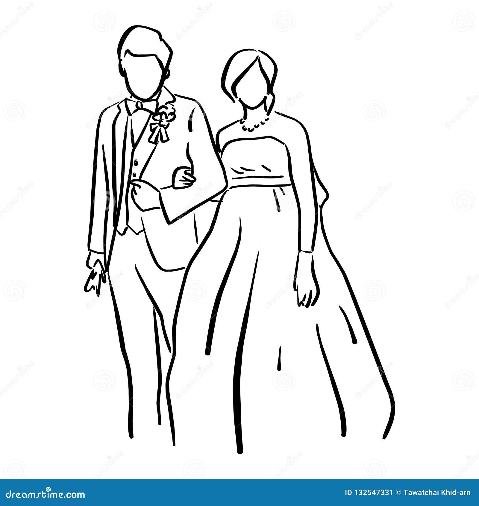 Vector Cartoon Cute Married Wedding Couple Isolated Stock Illustration -  Download Image Now - iStock