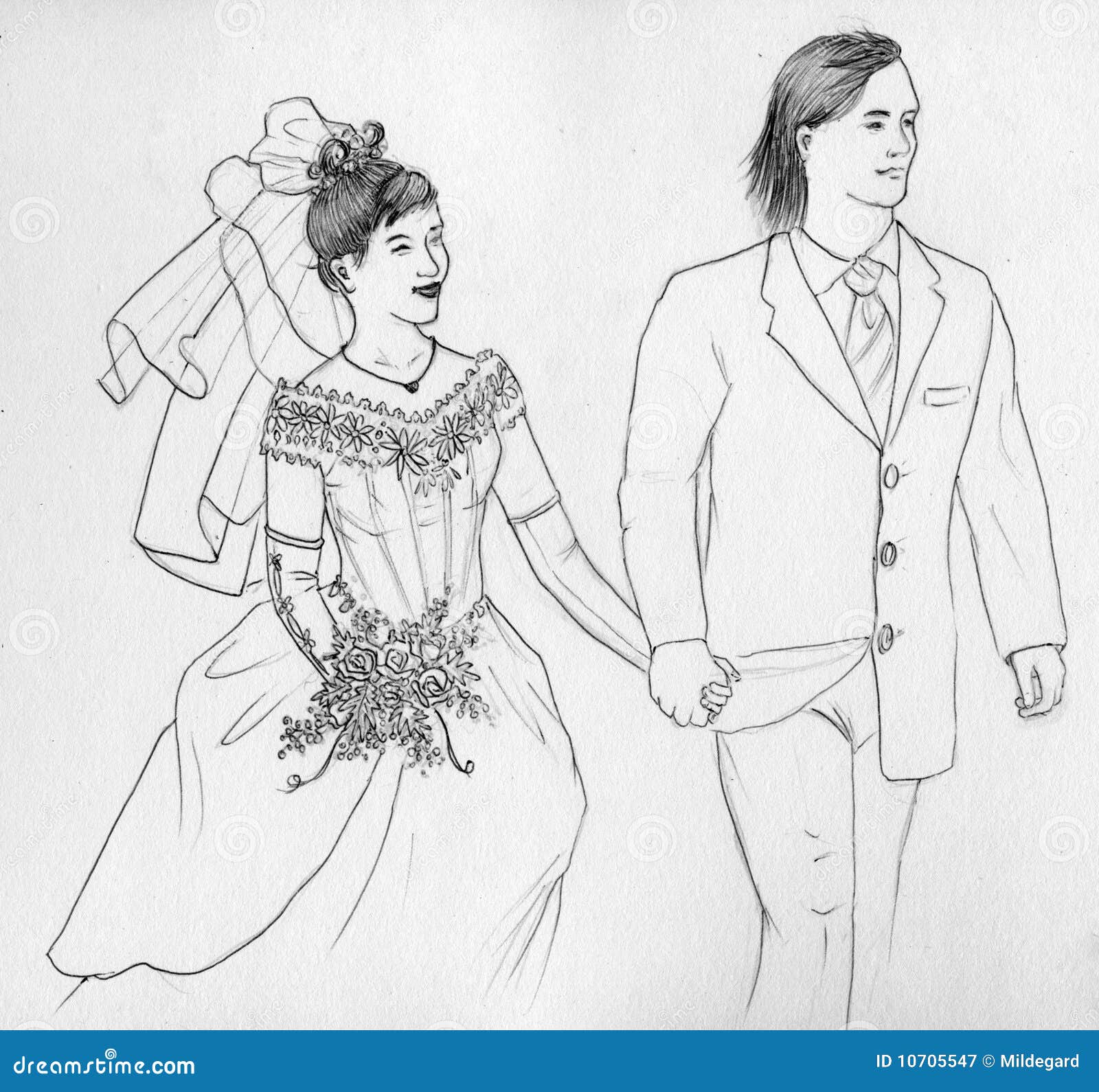 Wedding Couple Contour Stock Illustration Illustration Of