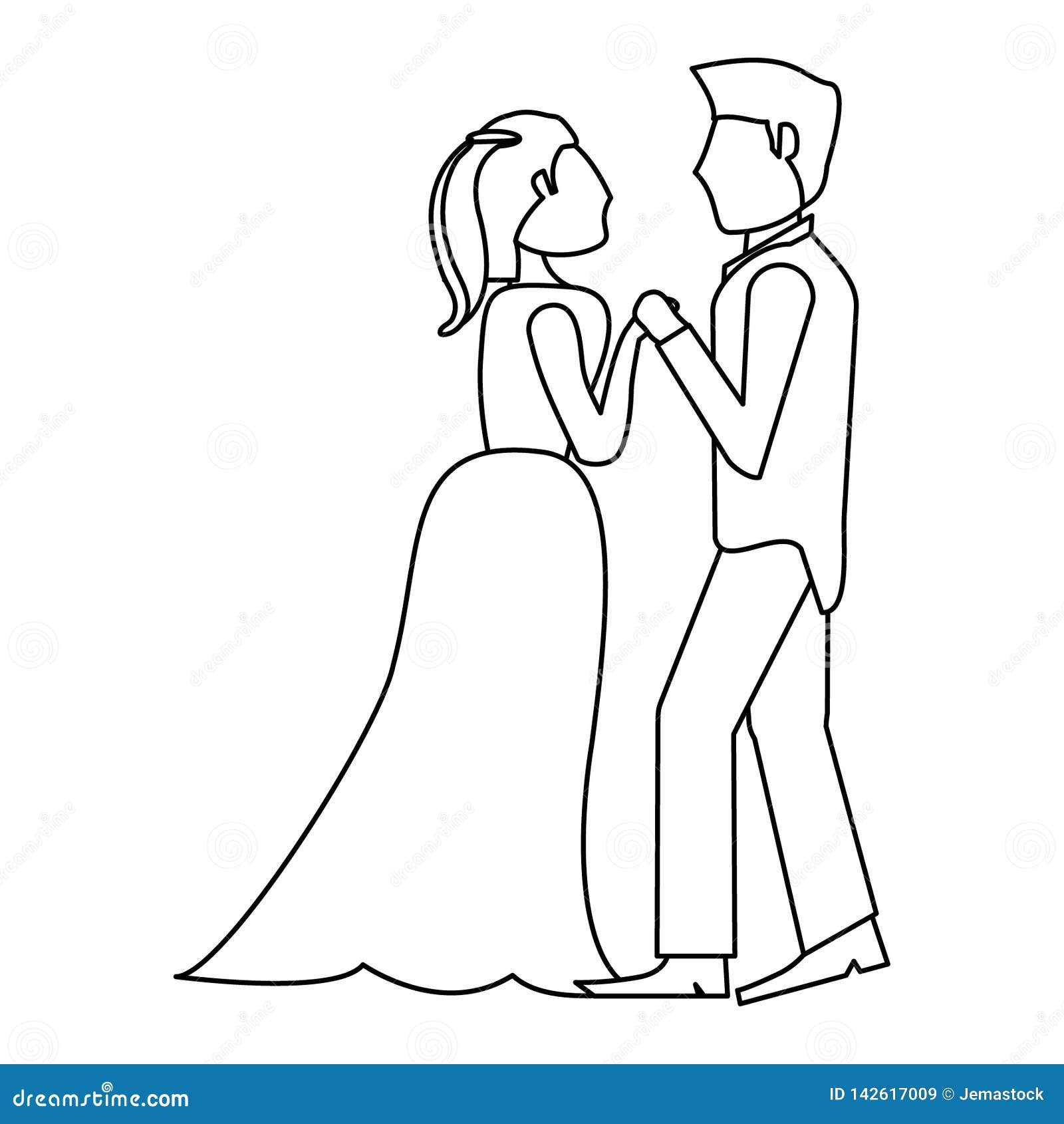 Wedding Couple Dancing In Black And White Stock Vector - Illustration ...
