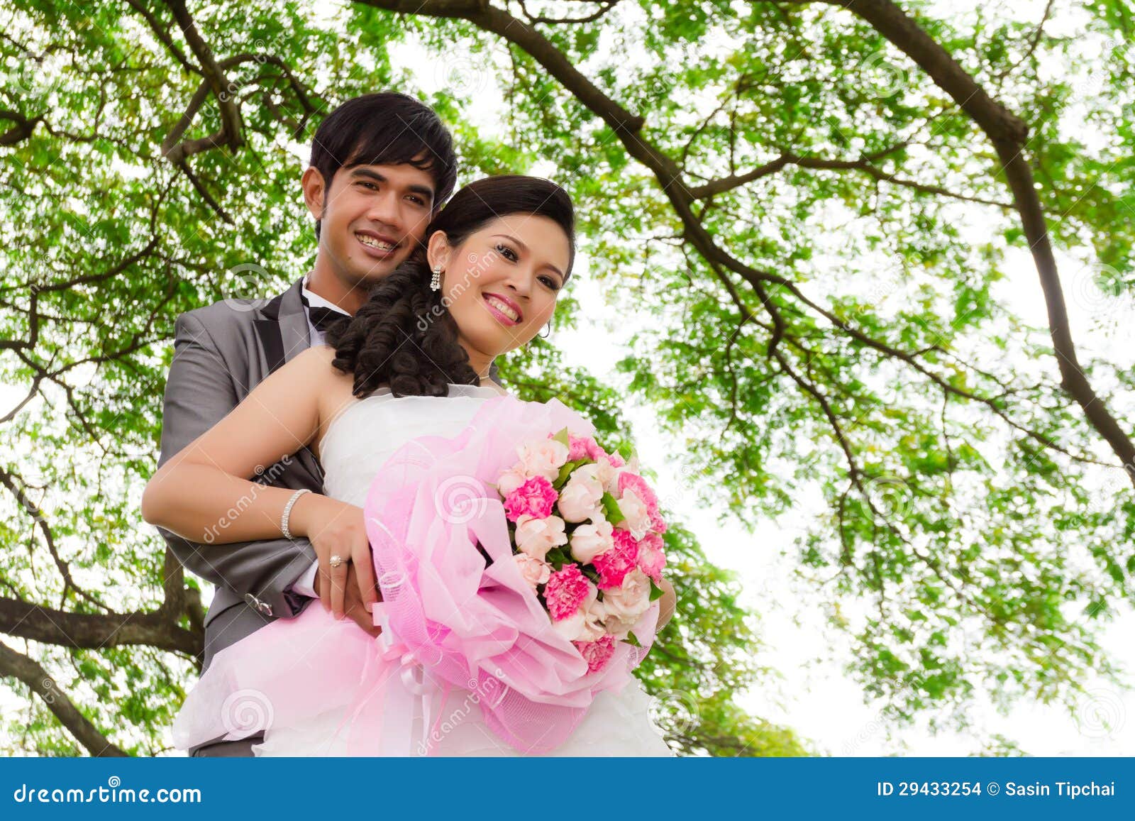Wedding couple with flower stock photo. Image of asian 29433254