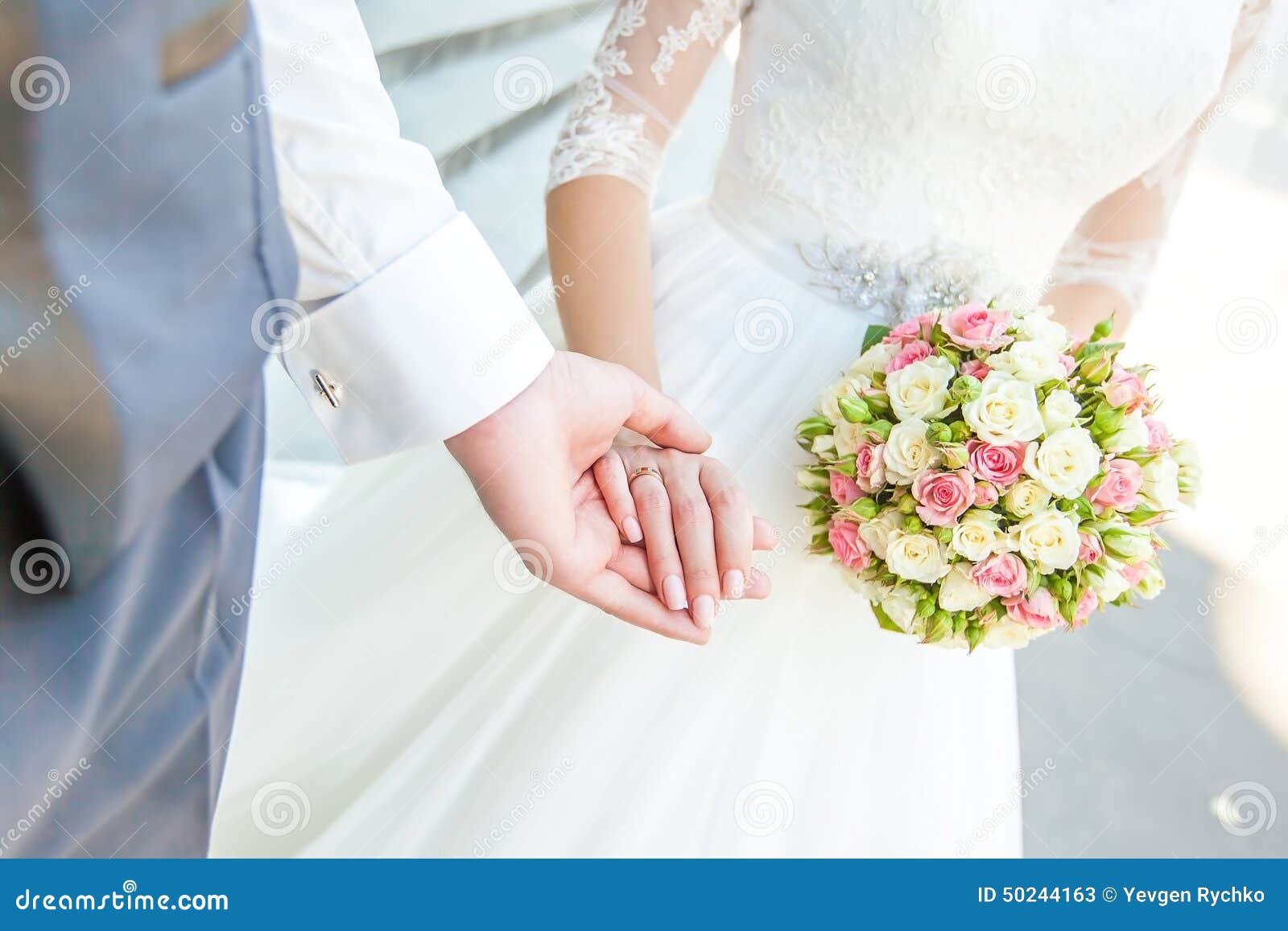 Wedding Couple Holding Hands Stock Image - Image of finger, nature ...