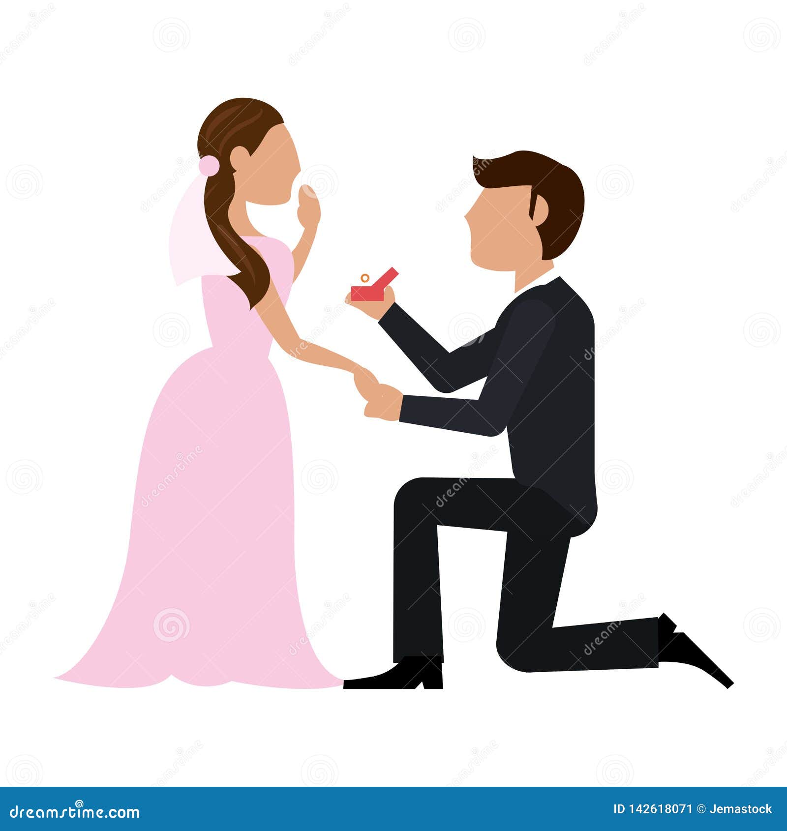 Wedding Couple Proposal Cartoon Stock Vector - Illustration of romanticism,  couple: 142618071