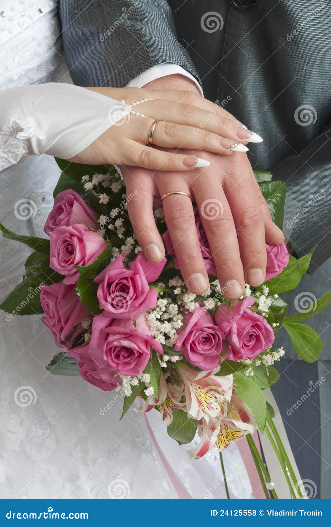 Wedding Couple Showing Rings Stock Photo - Image of couple, groom: 24125558