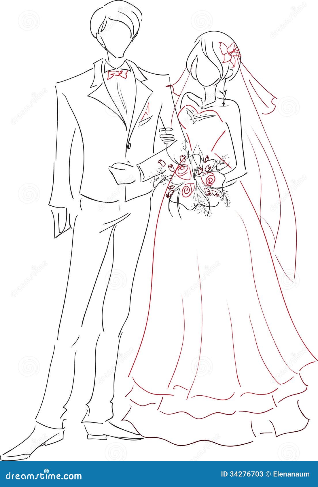 Wedding Couple Sketch Stock Photos - Image: 34276703