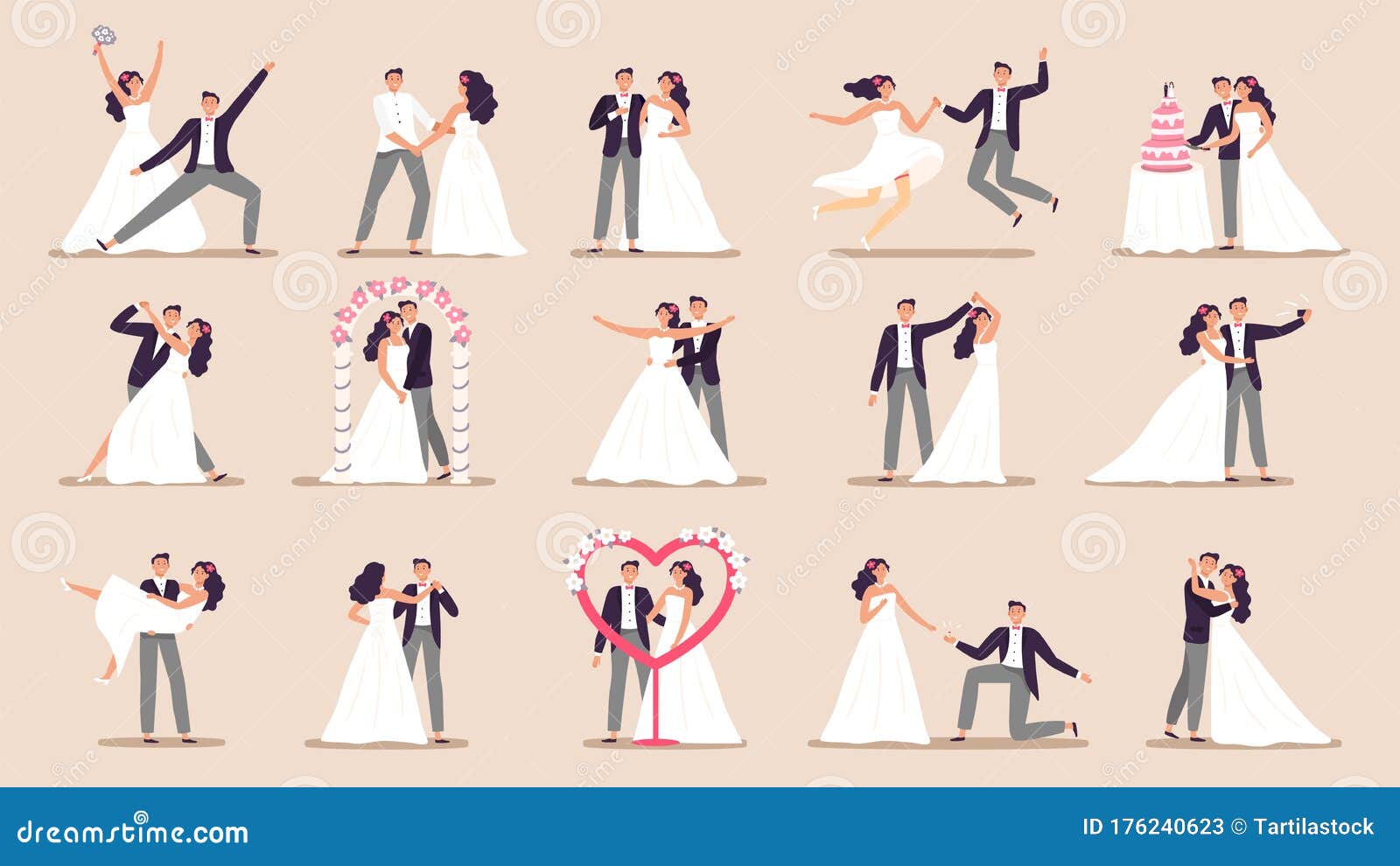 https://thumbs.dreamstime.com/z/wedding-couples-bride-dress-just-married-couple-marriage-ceremony-cartoon-vector-illustration-set-groom-176240623.jpg