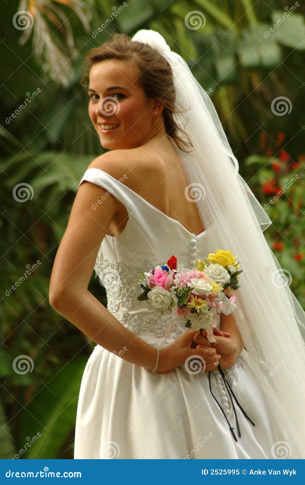 Beautiful Wedding  Dress  And White Watch  Royalty Free  Stock 