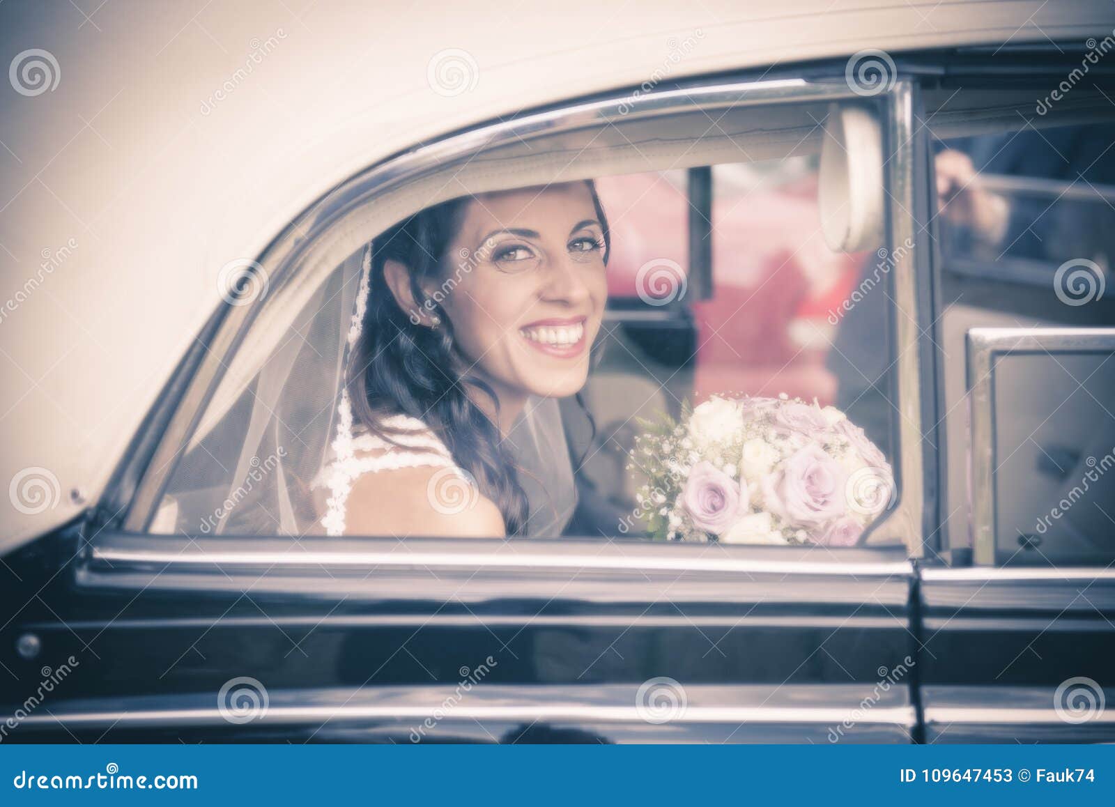 The Wedding Day, Bride in the Car Stock Image - Image of hair, love